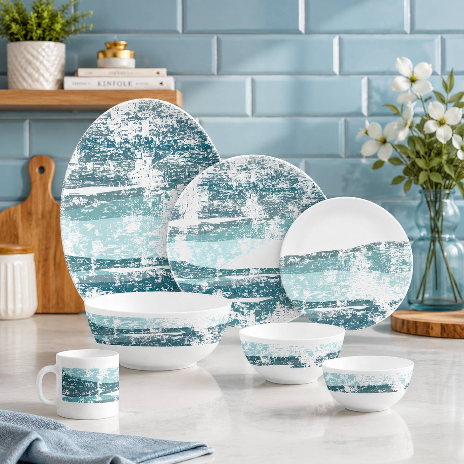 Luminarc Furor Turquoise & Blue Dinner Set