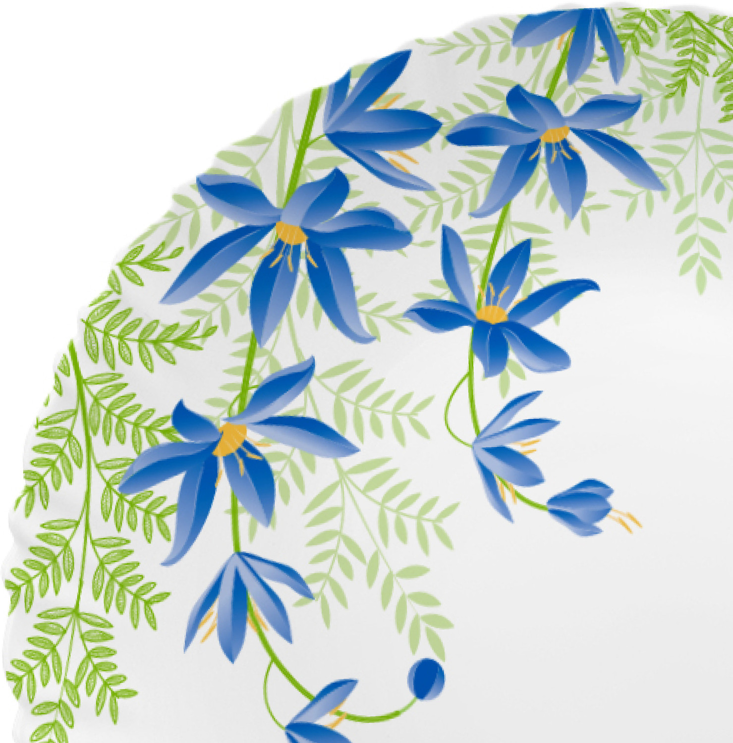 Image of cello Pack of 47 Opalware Dazzle Series Blue Primrose Crockery Set |Dishwasher Safe|Light-Weight Dinner Set (Green, Blue, Microwave Safe)