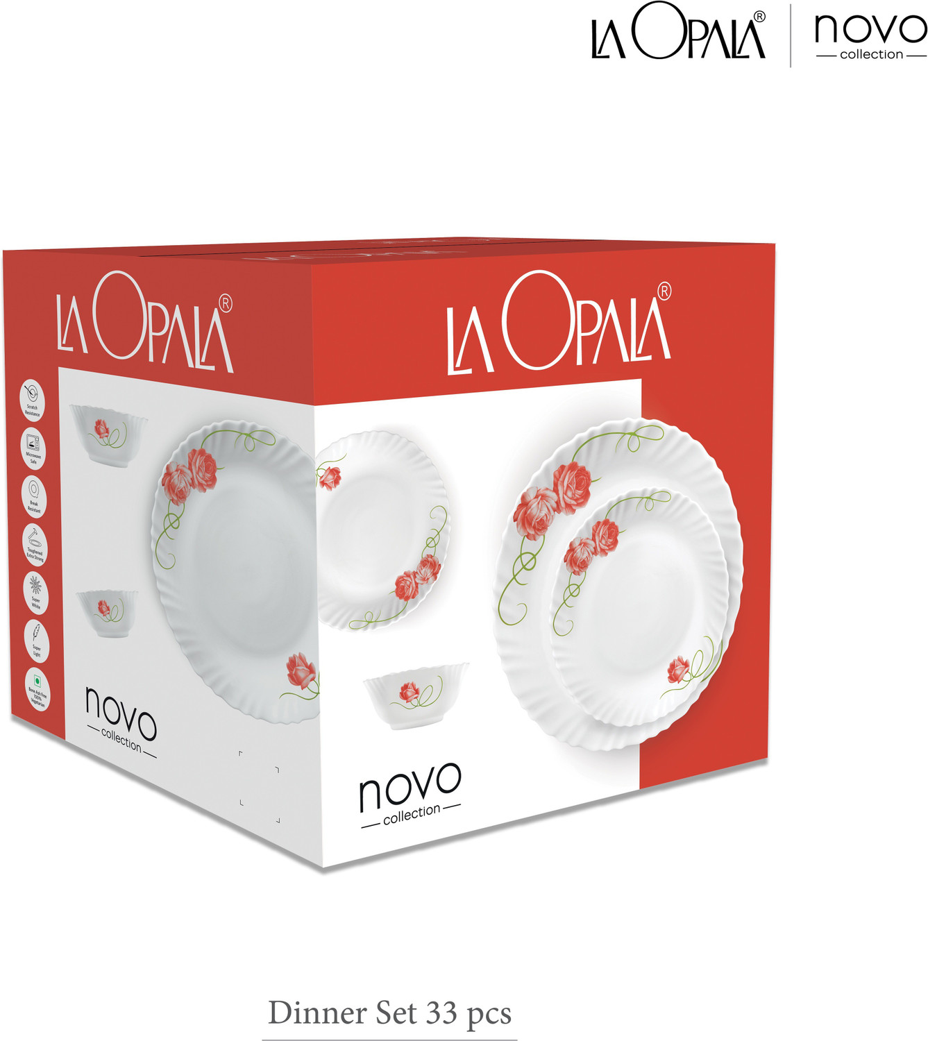 Image of LAOPALA Pack of 33 Opalware Dinner Set