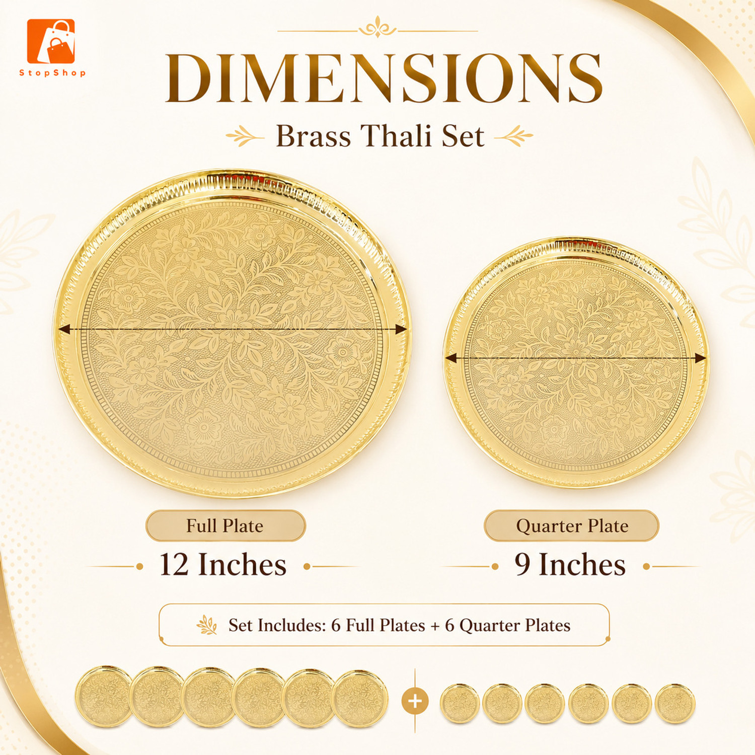 Image of StopShop Pack of 12 Brass Dinner Set