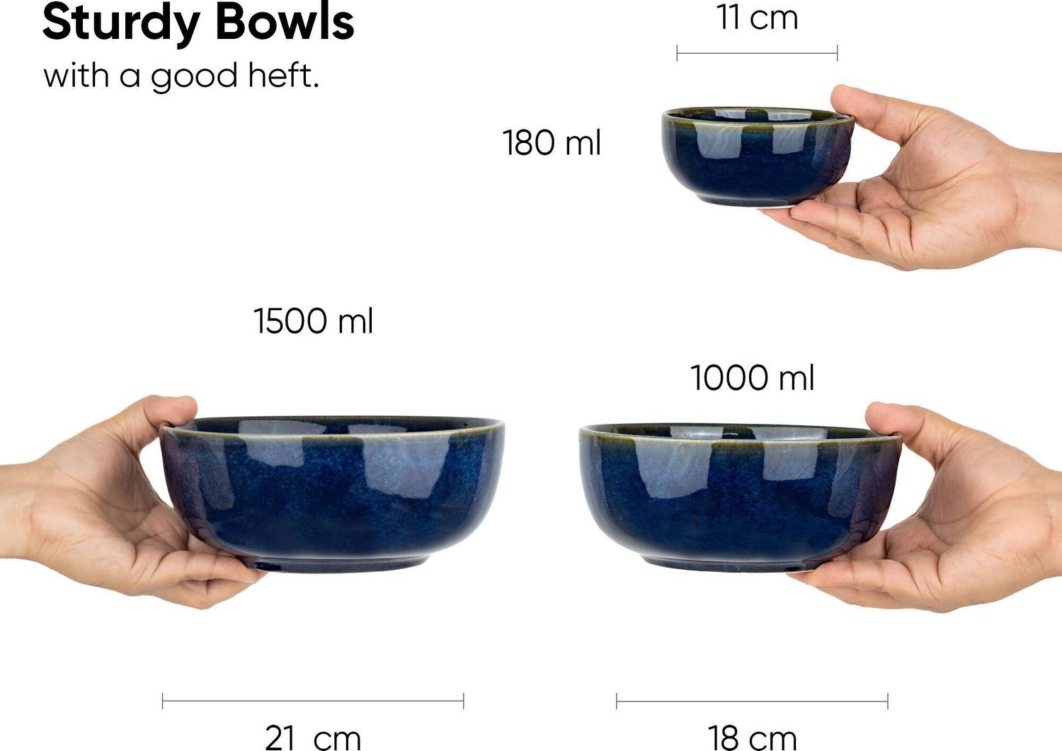 Shay 21-Piece Ceramic Dinner Set, Blue Pack of 21 - Image 4