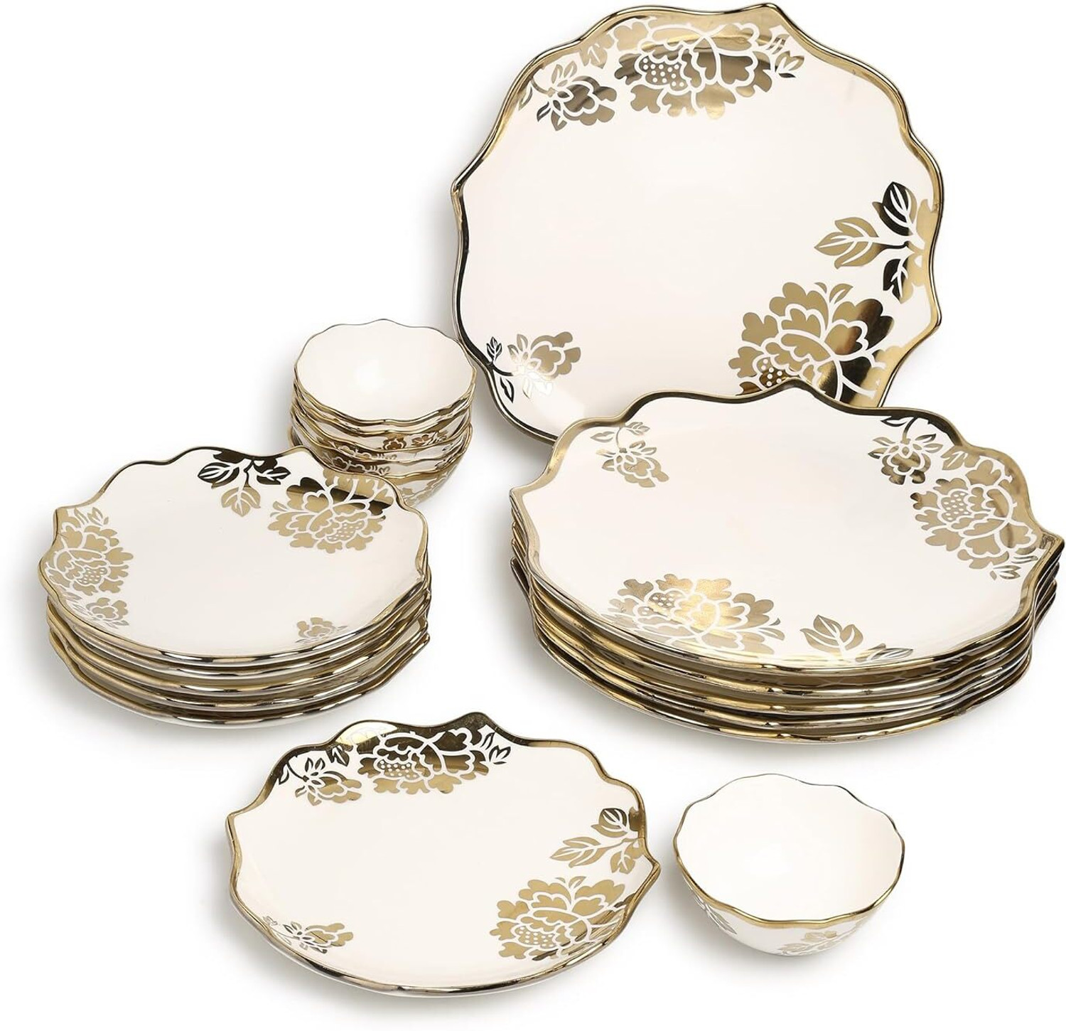 Image of SAAVITR CERAMICS Pack of 18 Ceramic Dinner Set