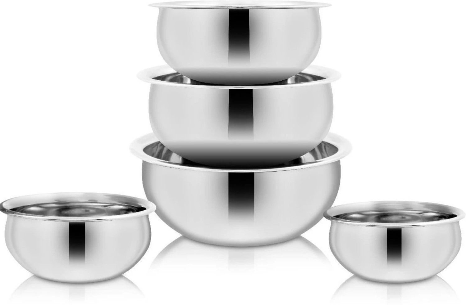 Image of Nirvika Stainless Steel Serving Bowl handi set of lid 5 cookware dinner storage cooking bowl