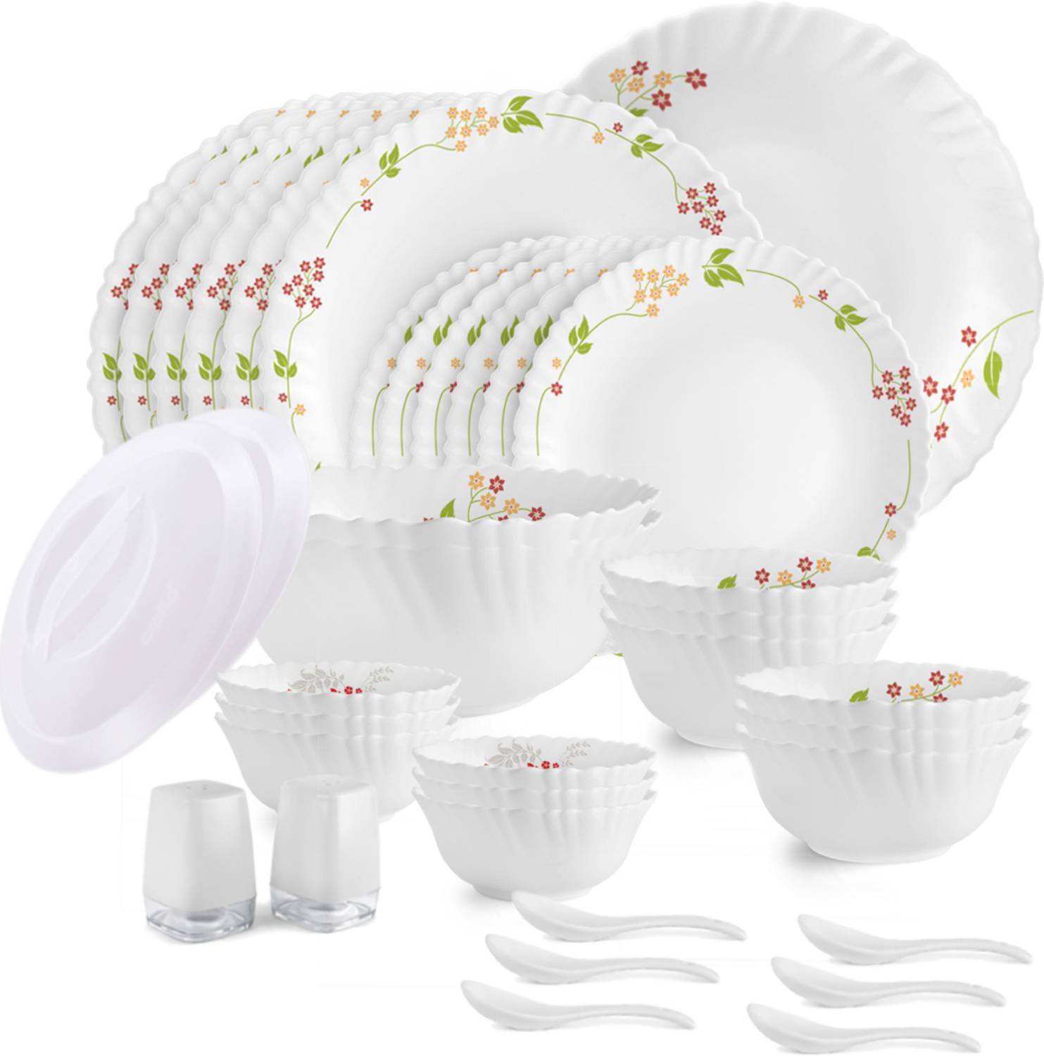 cello Pack of 37 Opalware Dazzle Secret Garden 37 pcs Dinner Set