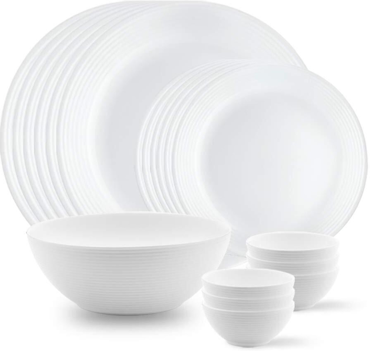 Image of BOROSIL Pack of 19 Opalware lightweight, yet extra strong, rough usage without chipping or scratching Dinner Set