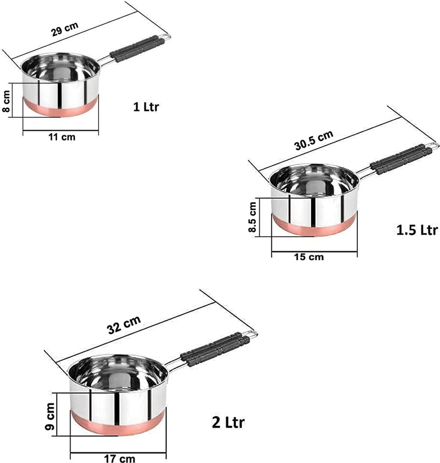 Image of HM EVOTEK Milk Pan 11 cm, 15 cm, 17 cm diameter 1 L, 1.5 L, 2 L capacity