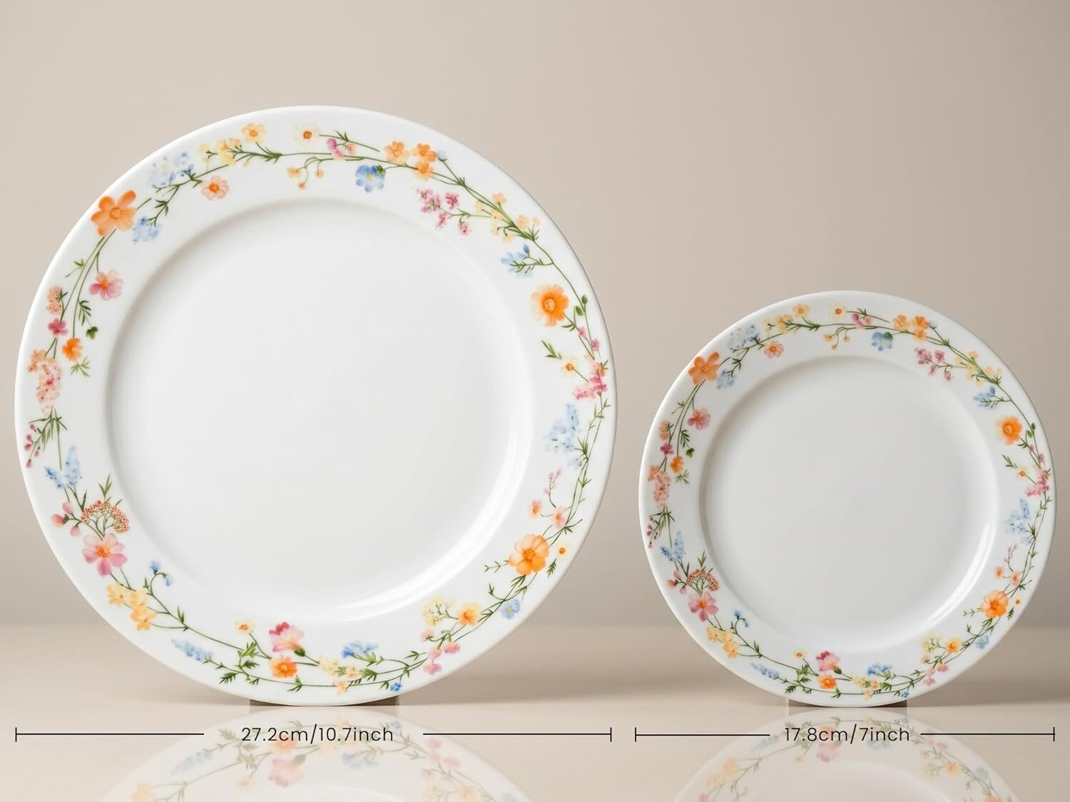Image of Bodhi House Pack of 6 Porcelain Floral vine Dinner Set (White, Microwave Safe)