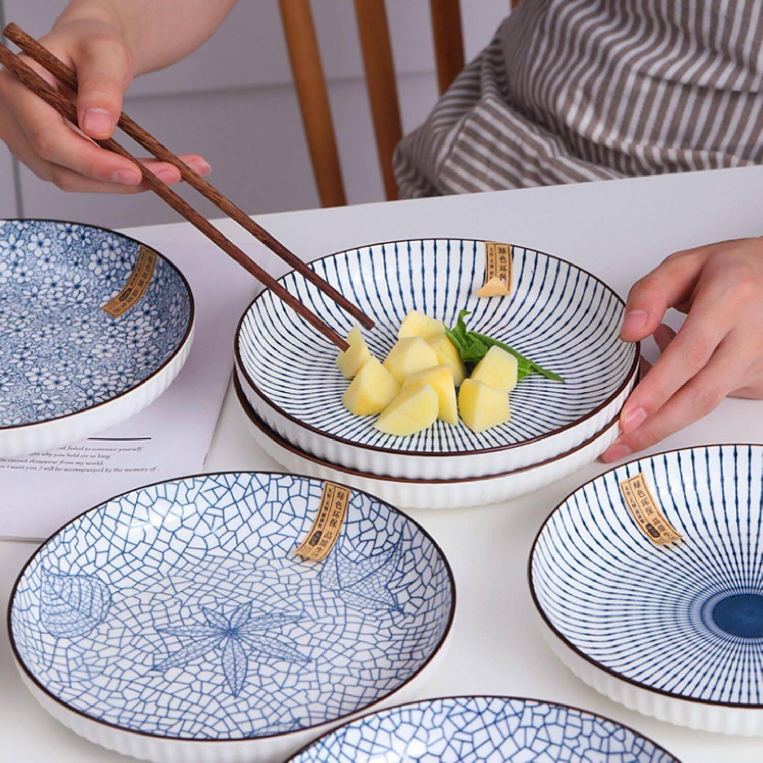 olwick Ceramic Japanese Style 8-Inch Ceramic Round Dinner Plate