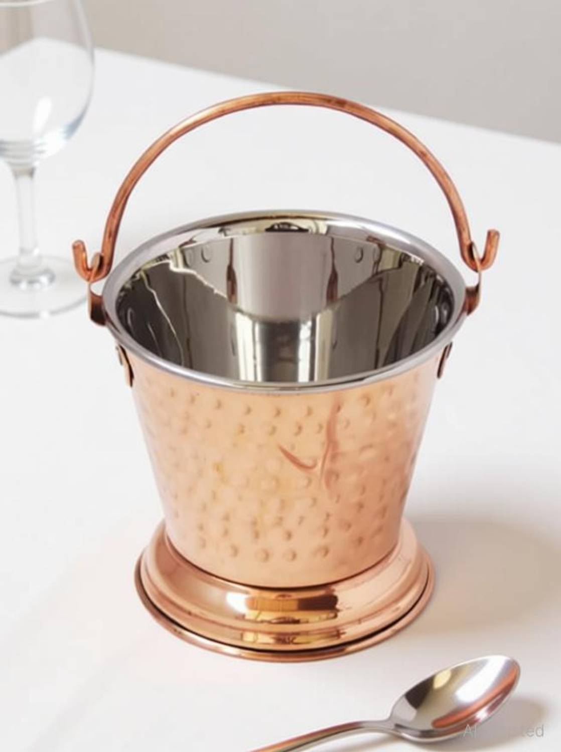 Alluring Homz Copper, Stainless Steel Alluring Homz Copper Steel Bucket/Balti for Serving,Tableware-10cm(400 ml)1Piece Dinner Set