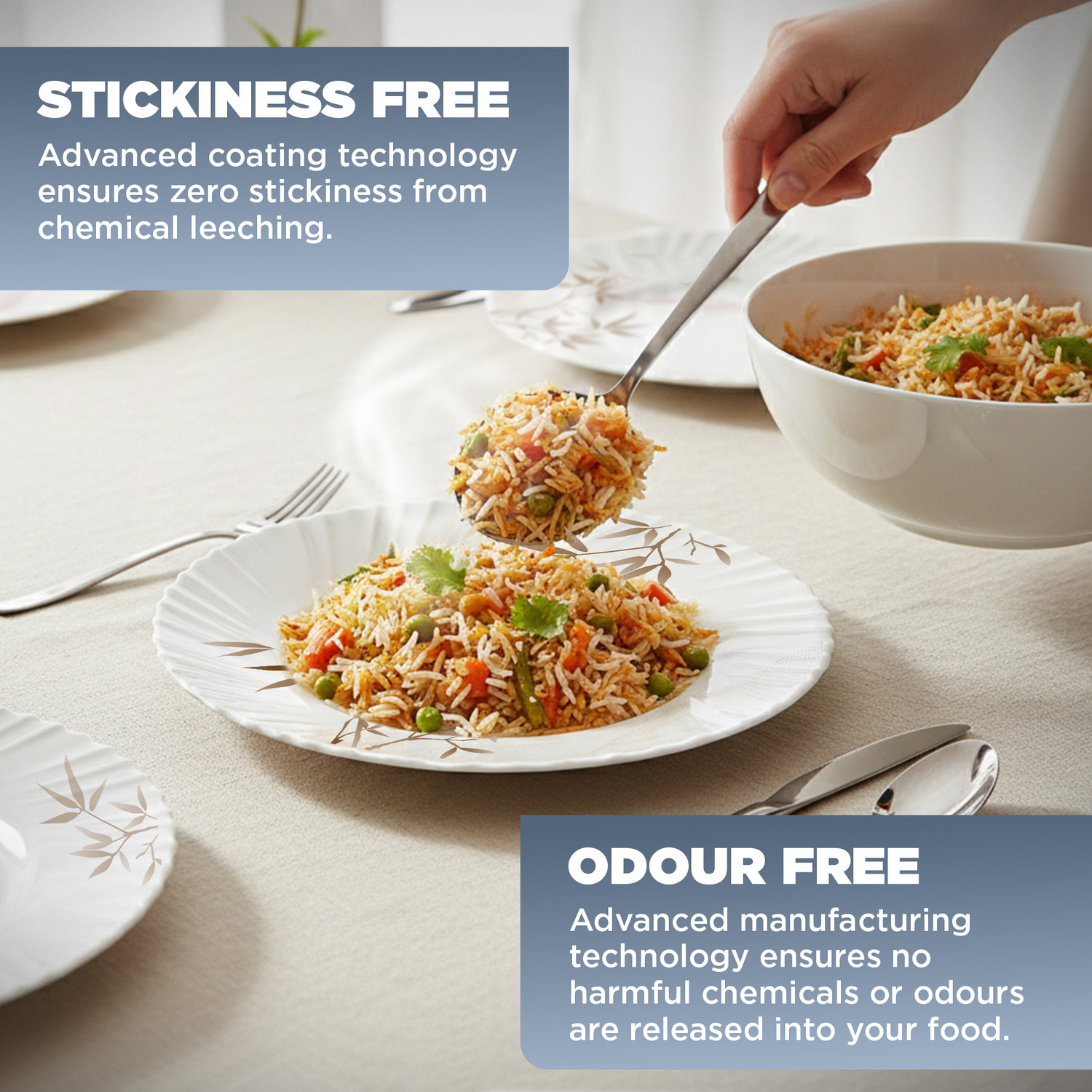 Image of TREO Pack of 18 Opalware Opalware Aurelia Arashi Dinner Set of 18 | Serving for 6 | Dining & Gifting Dinner Set