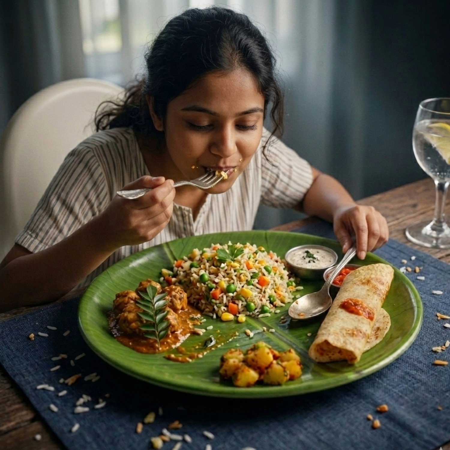 Image of Noman Banana Leaf Dinner Serving Melamine Platter Plate Dinner Plate