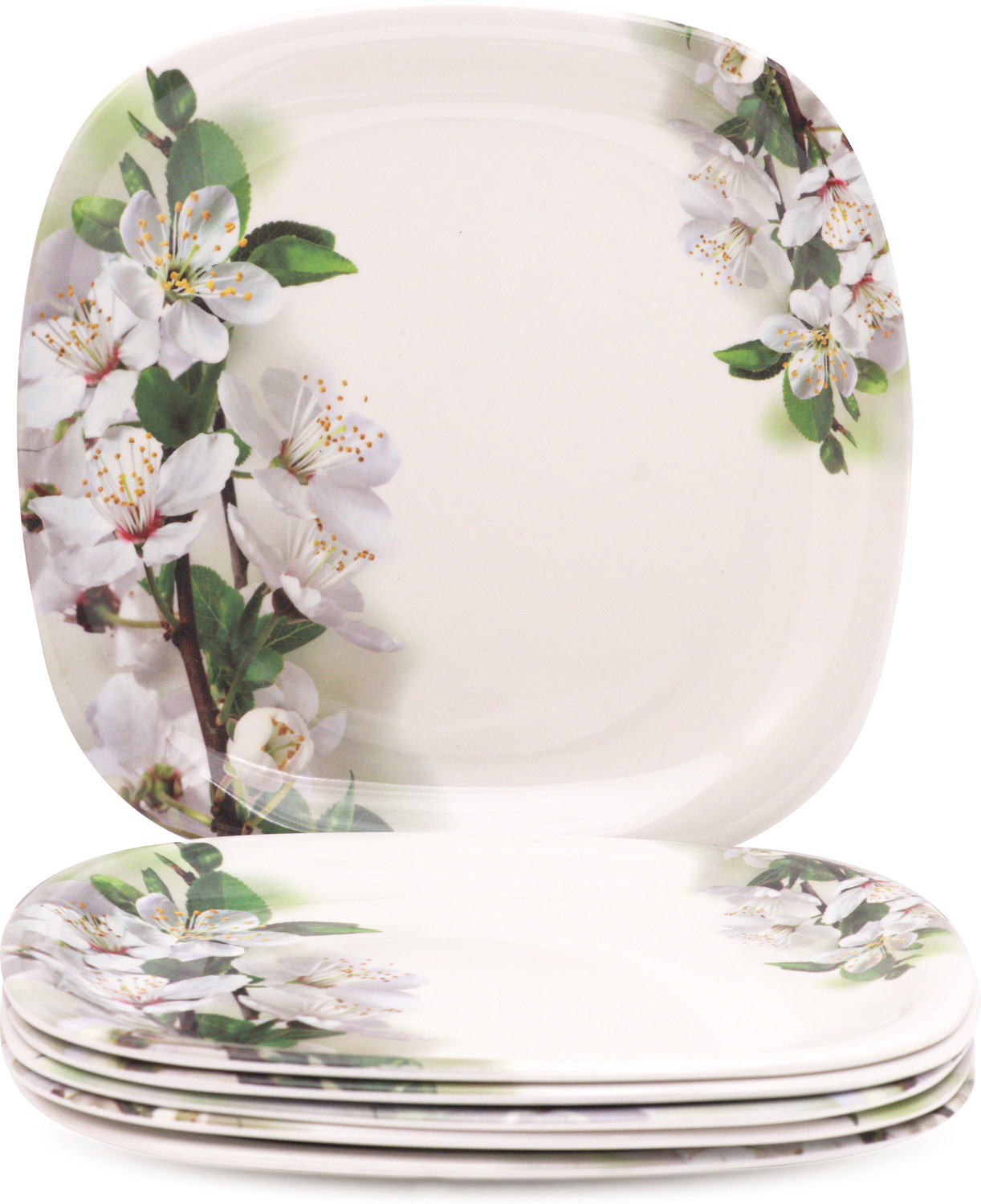 Image of BATANIYA Pack of 40 Melamin Green Floral High Gloss Dinner Set