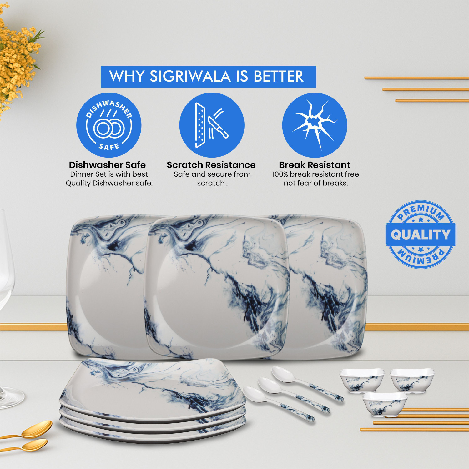 Image of Sigri-wala Pack of 12 Melamin Dinner Set