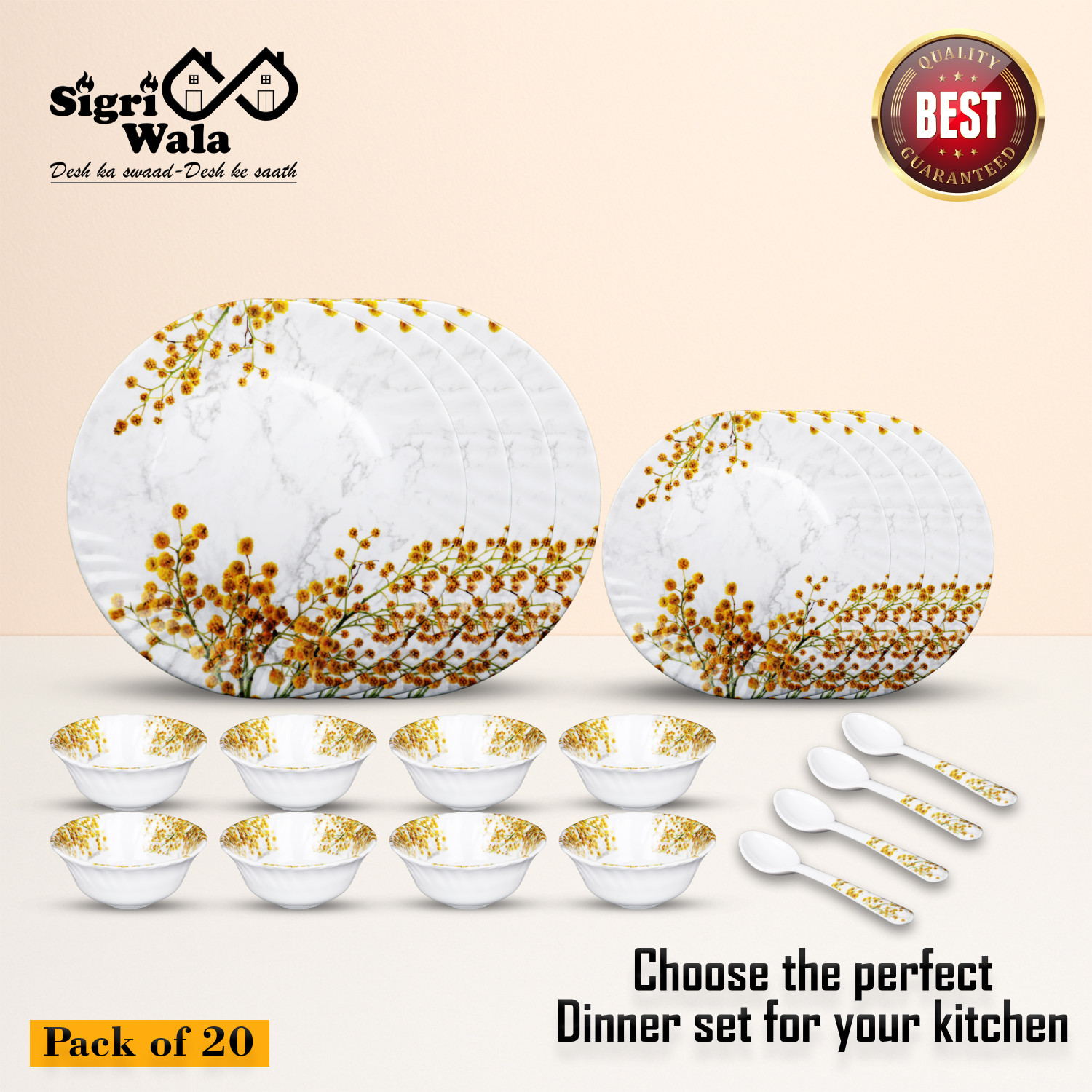 Image of Sigri-wala Pack of 20 Melamin Dinner Set