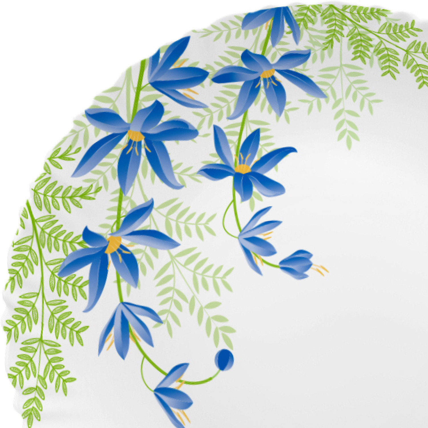 Image of cello Pack of 34 Opalware Dazzle Series Blue Primrose Dinner Set (Green, Blue, Microwave Safe)