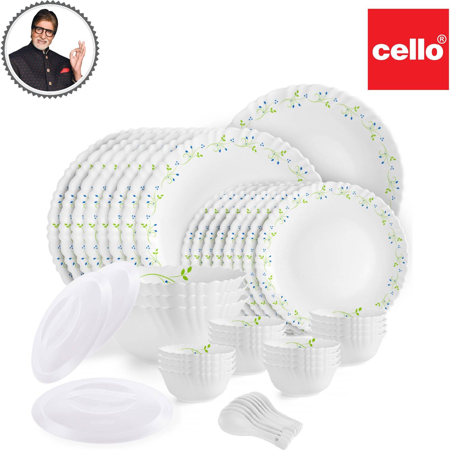 cello Opalware Dazzle Tropical Lagoon Dinner Set Pack of 47 - Image 5