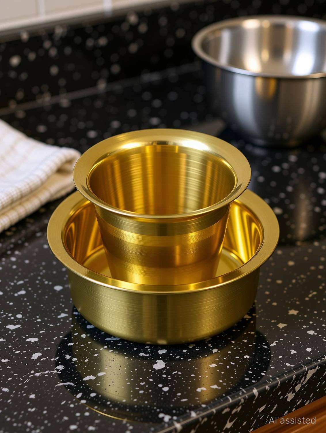 Agromech Brass South Indian Brass Coffee Cup and Dabra Dinner Set