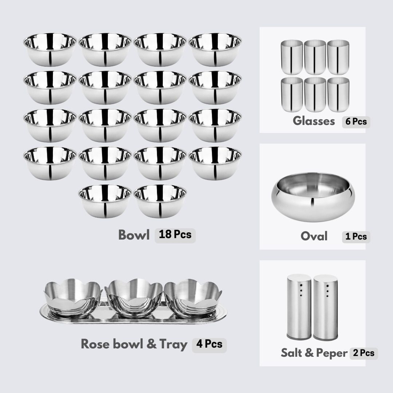 Image of Chakmak Pack of 101 Stainless Steel Marbella Dinner Set