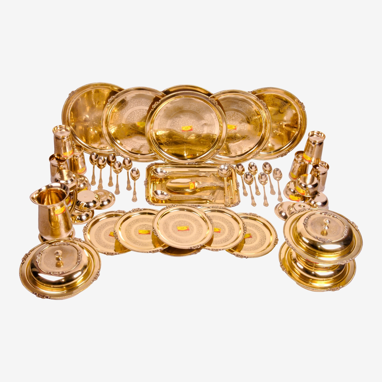 Shivshakti Arts Pack of 51 Brass Brass Dinner Set - 51 pieces ( Engraved, Gold ) Dinner Set