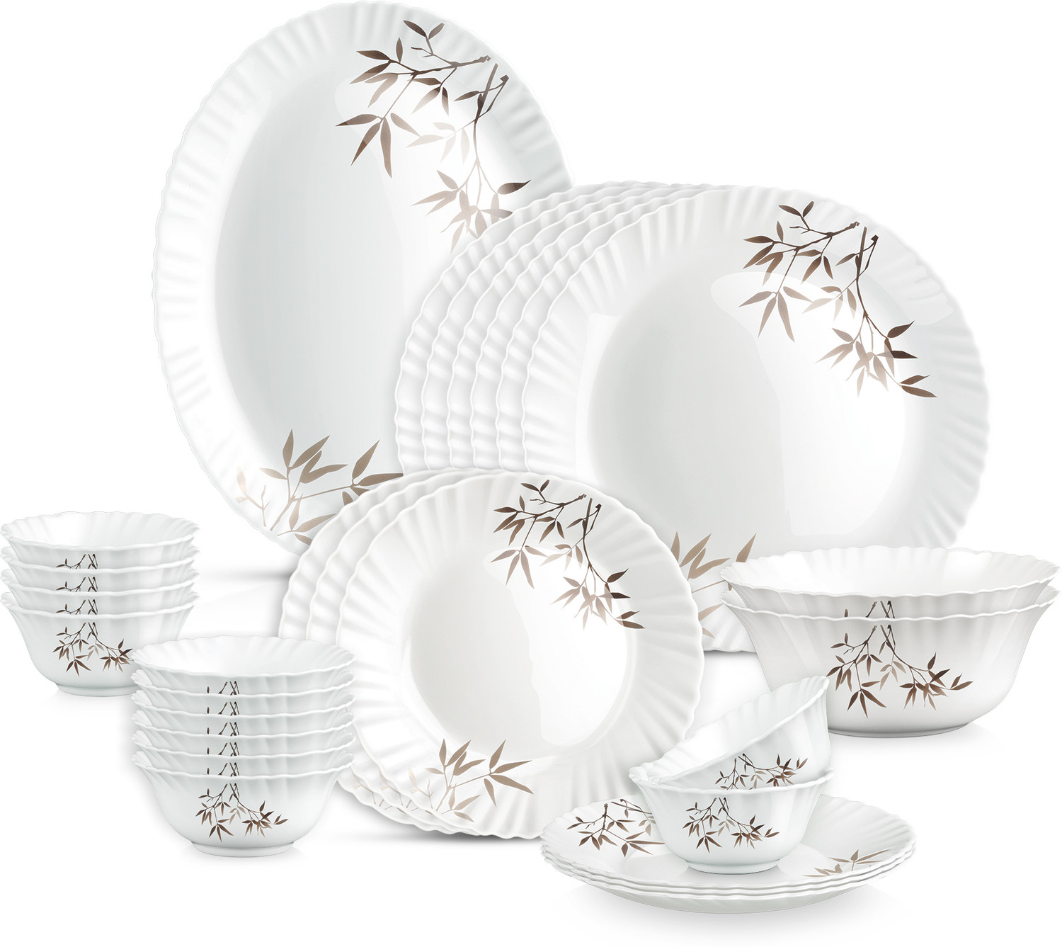 Image of TREO Pack of 27 Opalware Opalware Aurelia Arashi Dinner Set of 27 | Serving for 6 | Dining & Gifting Dinner Set