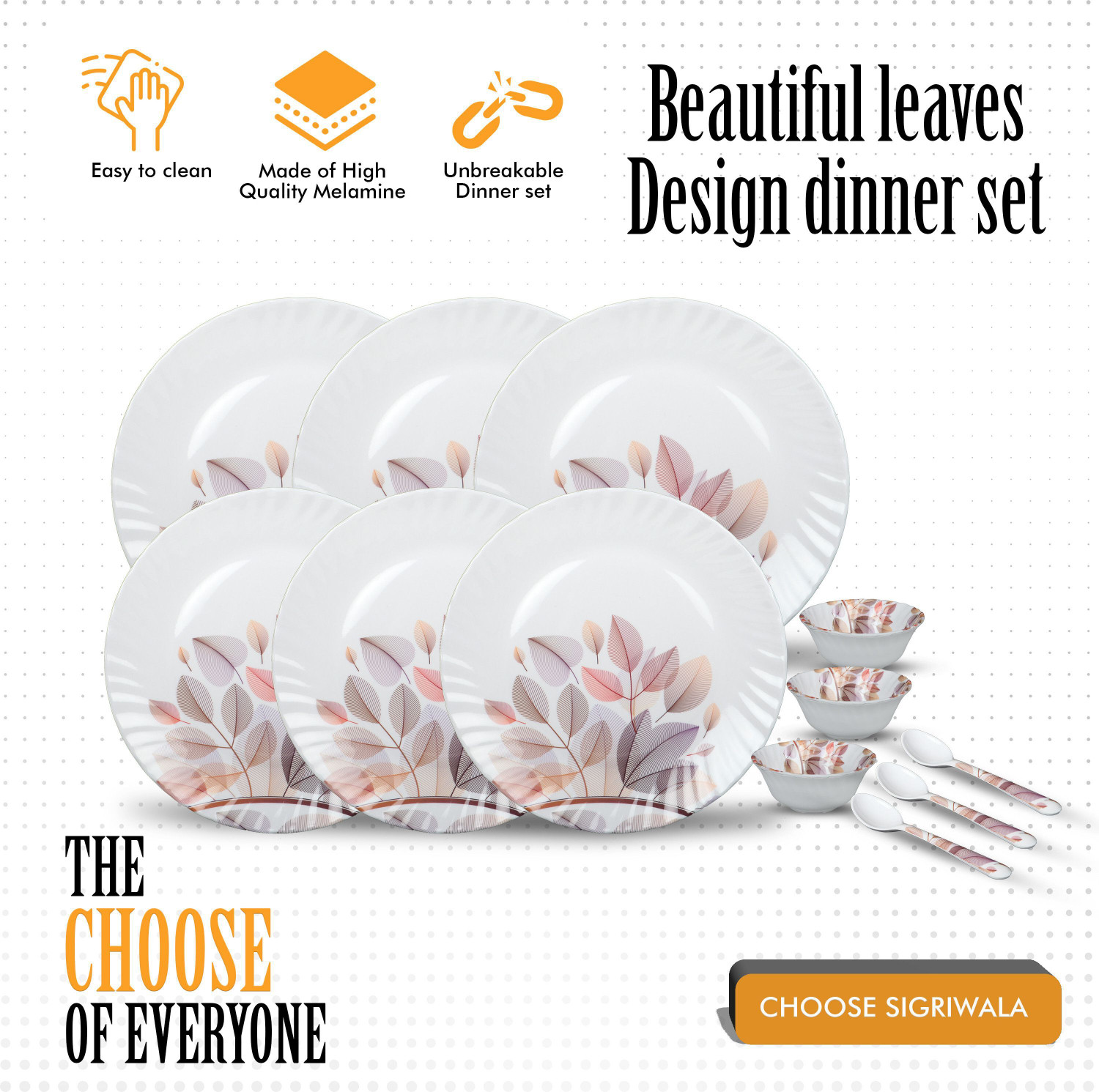 Image of Sigri-wala Pack of 12 Melamin Dinner Set