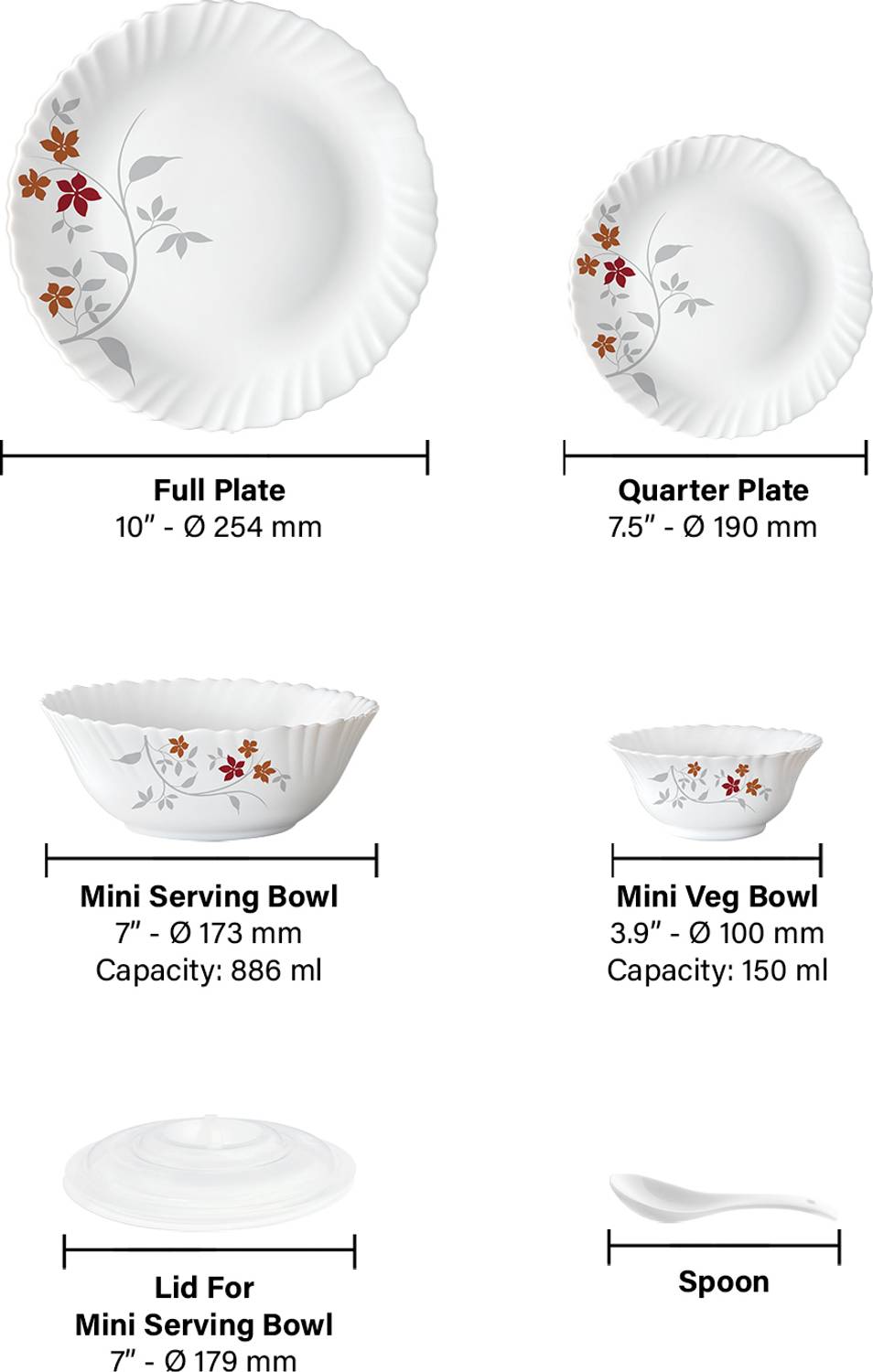 Larah by Borosil 34-Piece Dinner Set Pack of 34 - Image 4