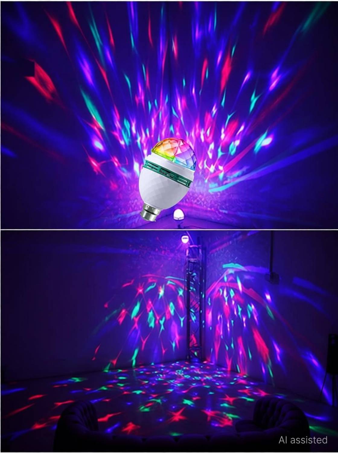 JIZ NEW ARRIVAL 360 Degree Rotating Crystal LED Bulb,LED Light, LED Disco Light for Party,Function,Diwali,Christmas Decoration, Single Disco Ball Price in India