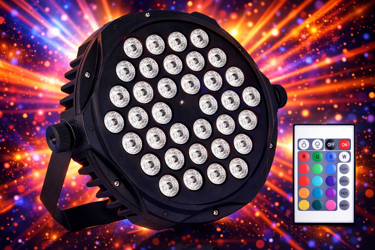 Spark World 36-LED RGB Slim DJ Stage Par Light with Disco Ball