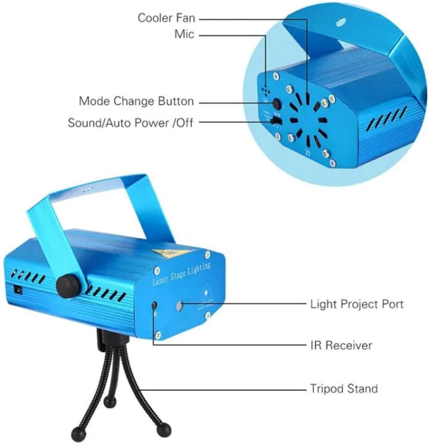 Image of ASTOUND 6 Pattern Disco Laser Light Mini Party Light for Home Celebrations Shower Laser Light