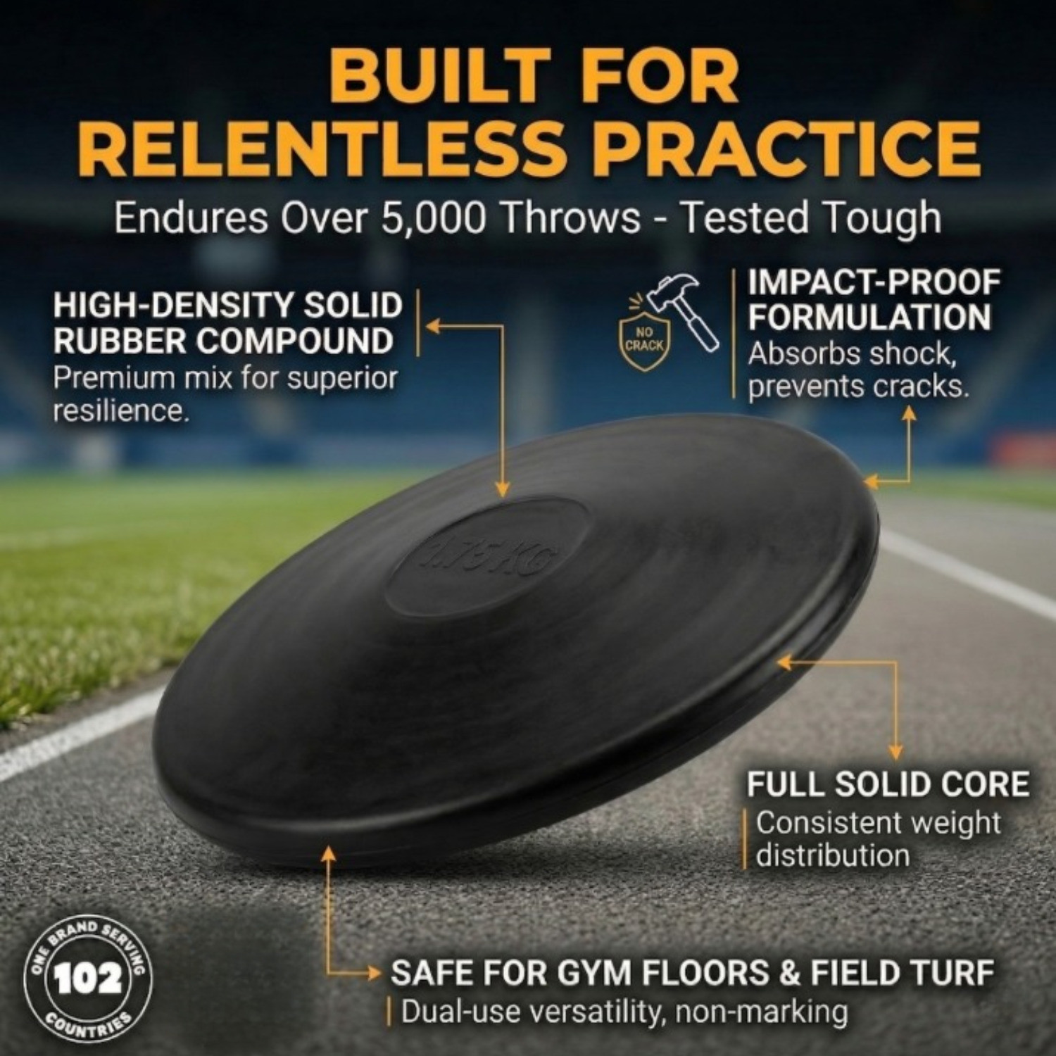 Image of COUGAR Discus Throw , Discus 1.75Kg , Disc Throw , Black Rubber Discuss Sponge Discus Throw Disc
