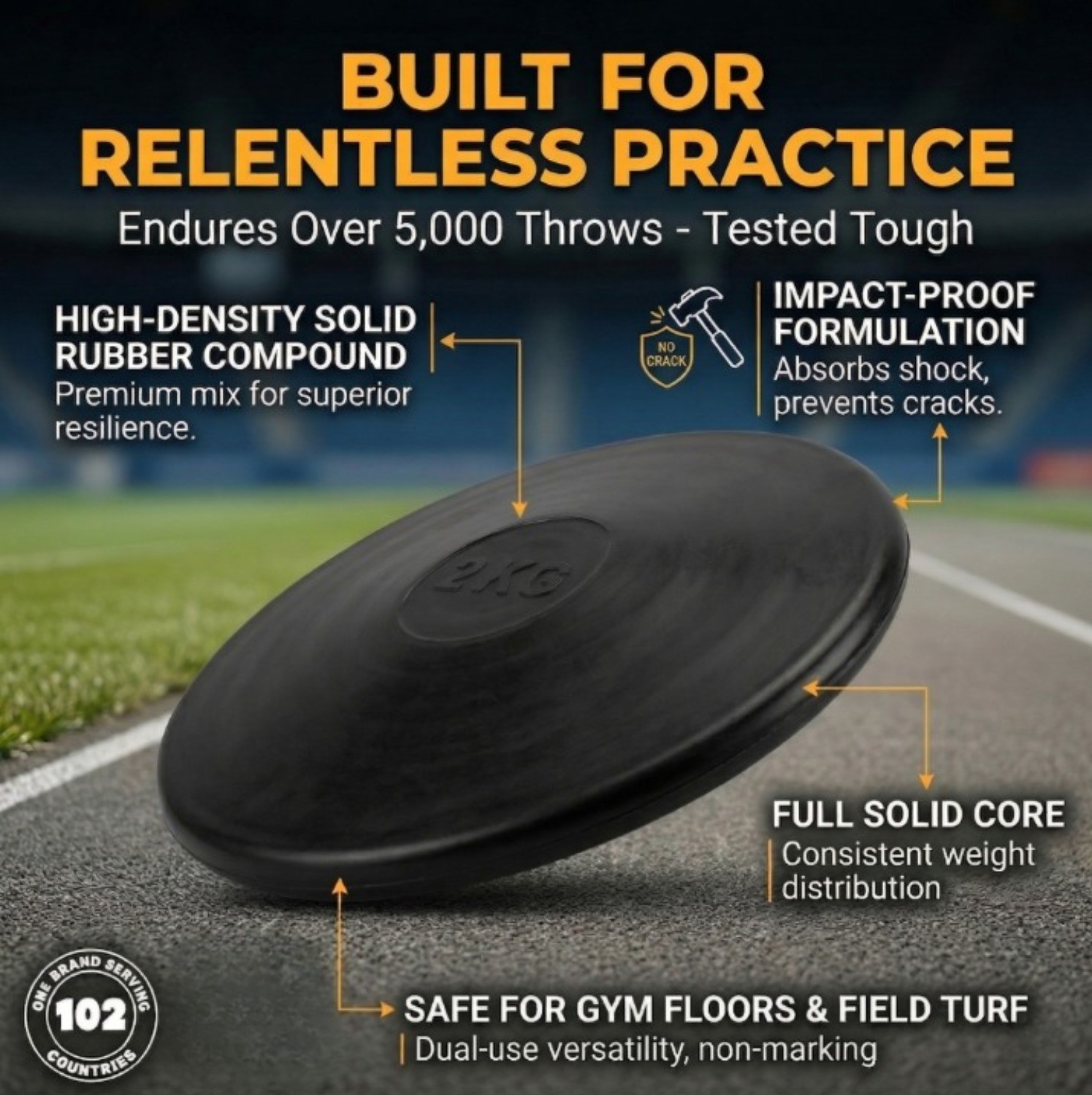 Image of COUGAR Discus Throw , Disc Throw 2Kg , Black Rubber Discuss Sponge Discus Throw Disc