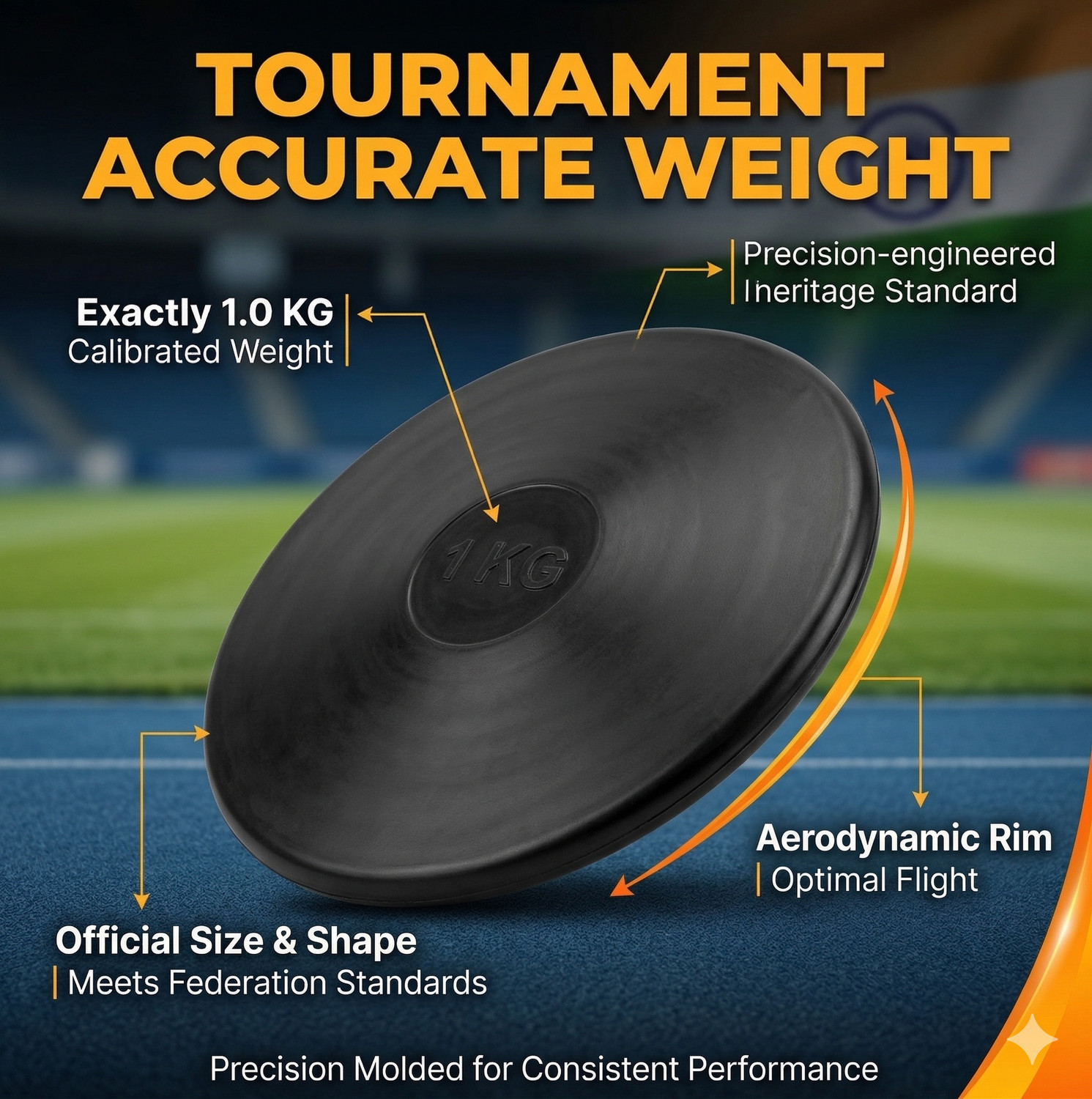 Image of COUGAR Discus Throw , Disc Throw 1Kg , Black Rubber Discuss Sponge Discus Throw Disc