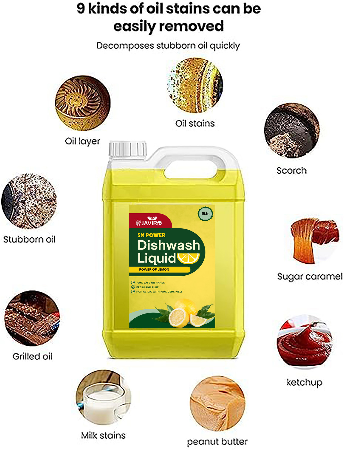 Image of javiro dishwash liquid Lemon Anti-Bacterial Disinfectant Dish & Utensil cleaning gel Dish Cleaning Gel
