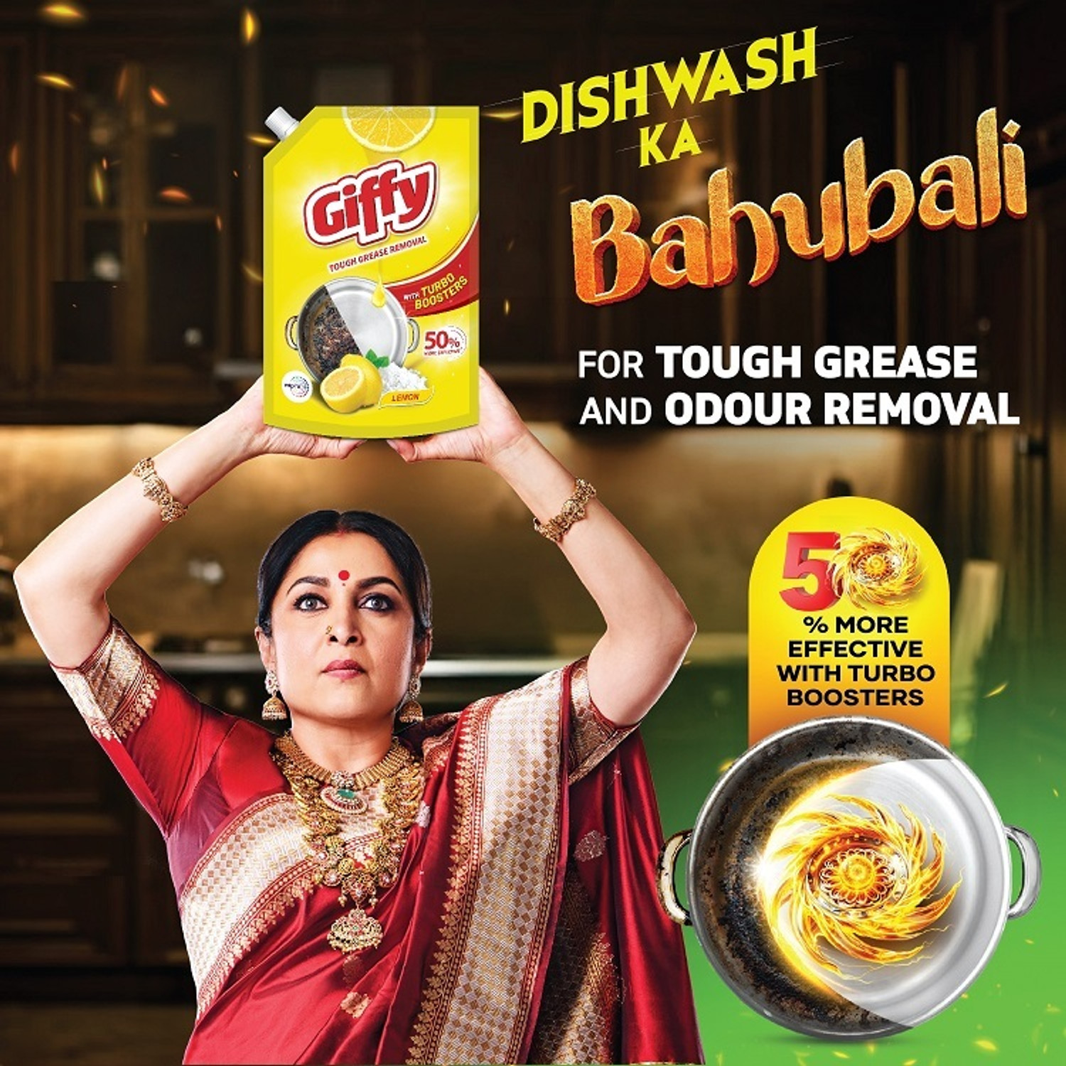 Image of Giffy Concentrated Liquid Dish Wash Gel with Active Salt & Lemon Dish Cleaning Gel