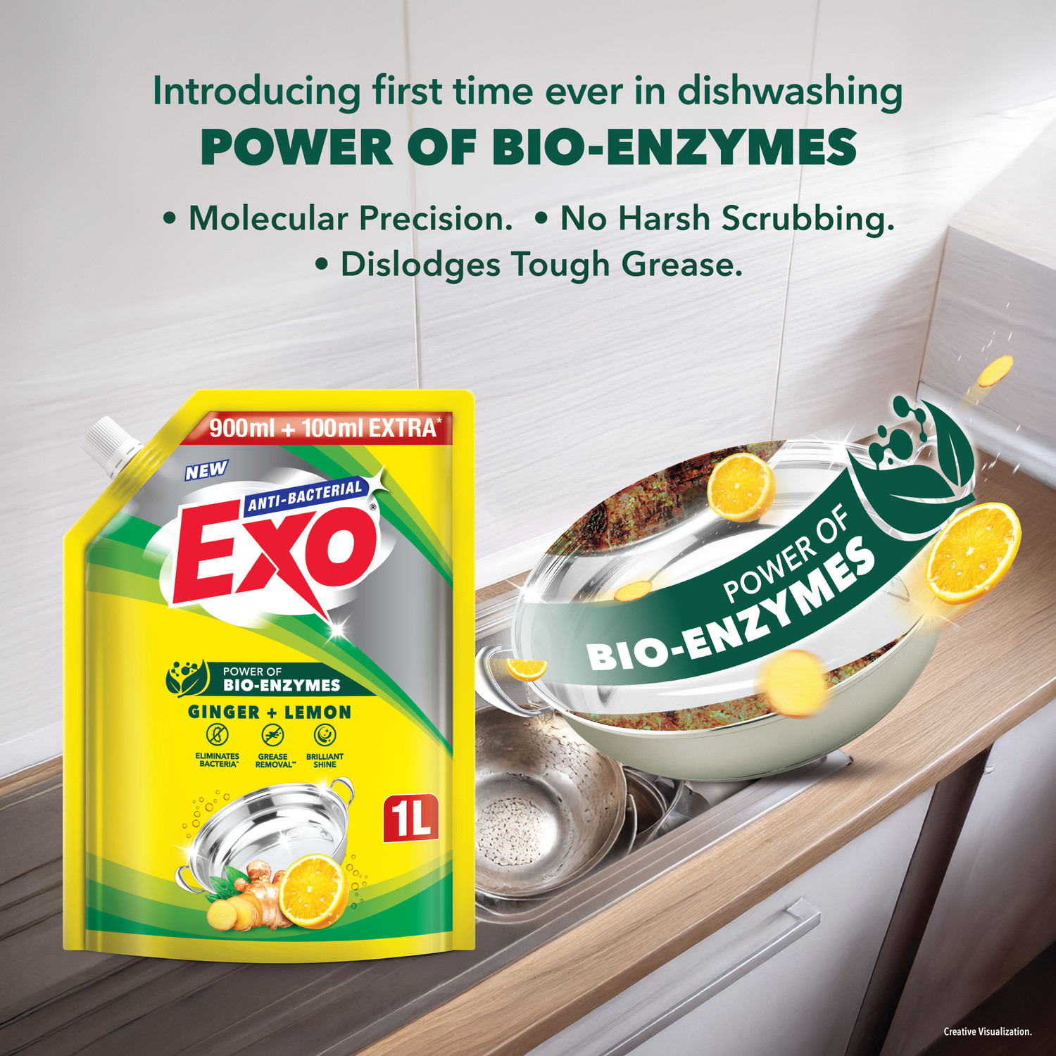 Image of Exo Power of Bio-Enzymes (900ml + 100ml Extra) Refill Pouch Dish Cleaning Gel