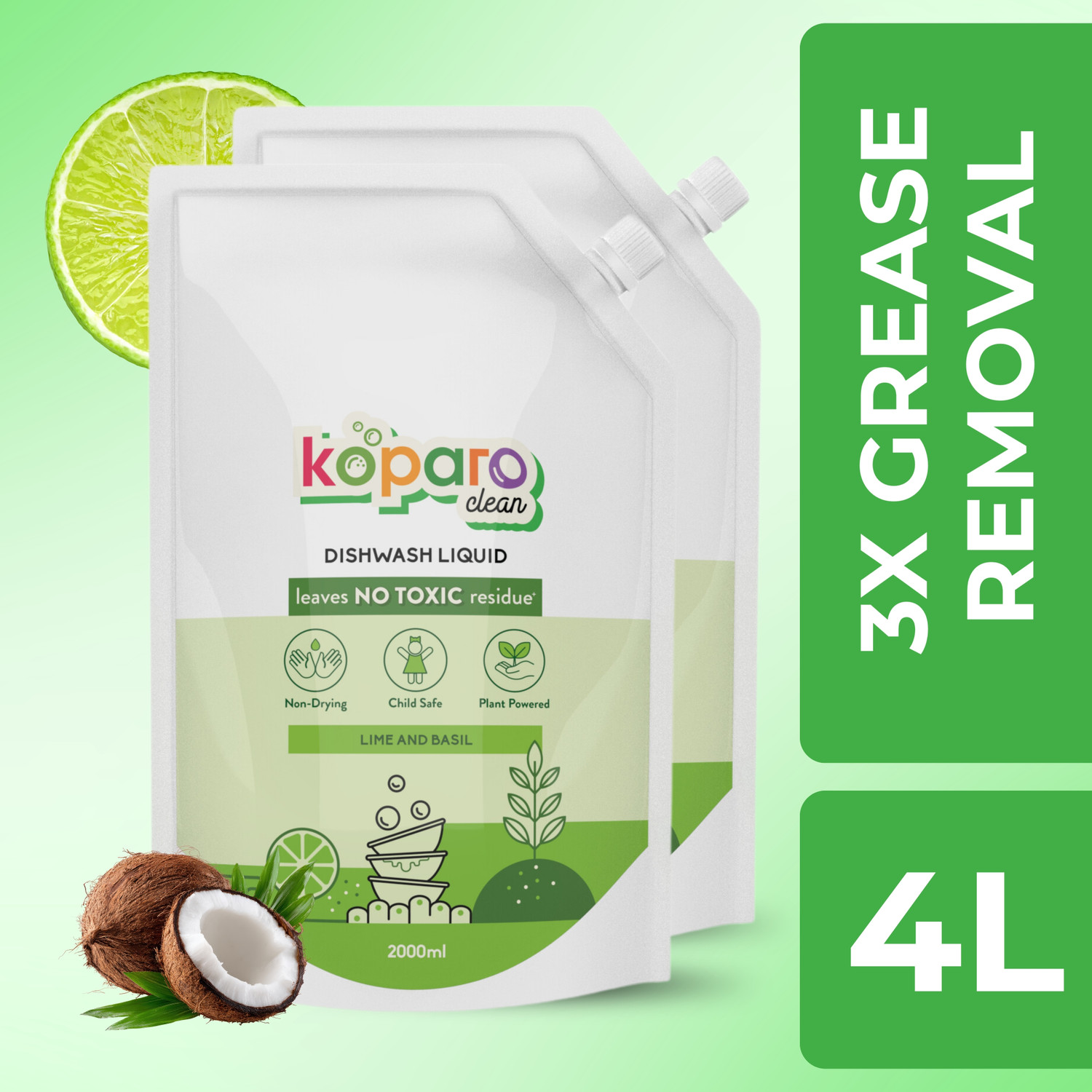 Image of Koparo Organic Dishwash Liquid | Natural & Non-Toxic | Soft on Hands | Baby & Pet Safe| Dish Cleaning Gel