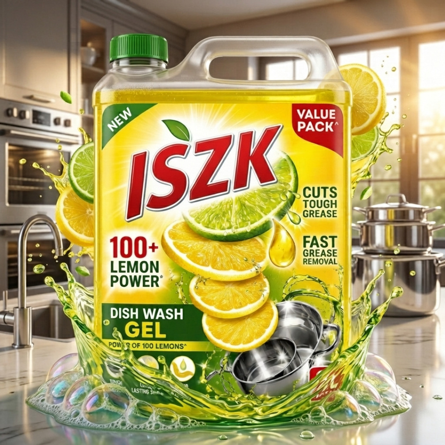 Image of ISZK Dish Wash Liquid 3L Royal Glow Premium Dish Wash Solution Dish Cleaning Gel
