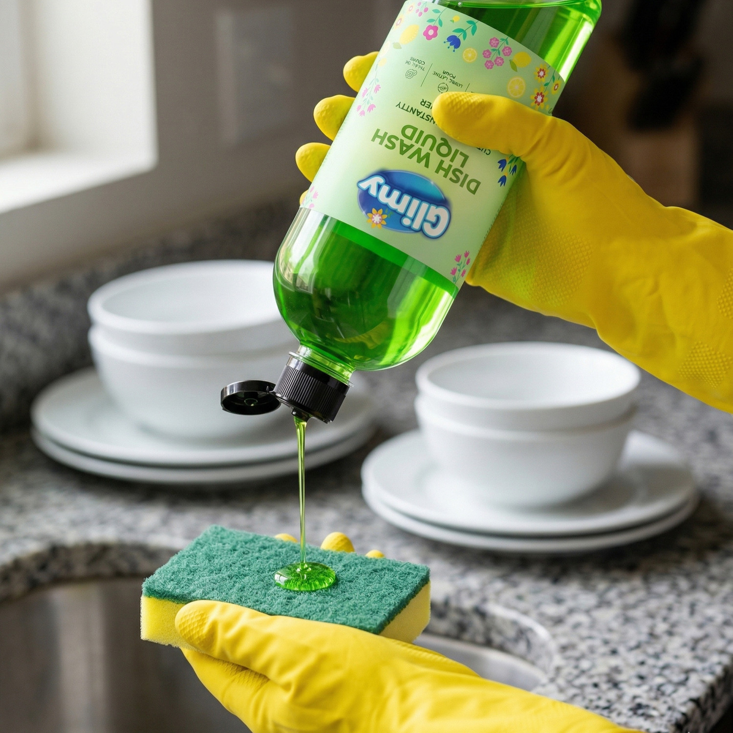 Image of GLIMY Dishwash Liquid | Powerful Grease Remover | Thick High-Foam Formula Dish Cleaning Gel