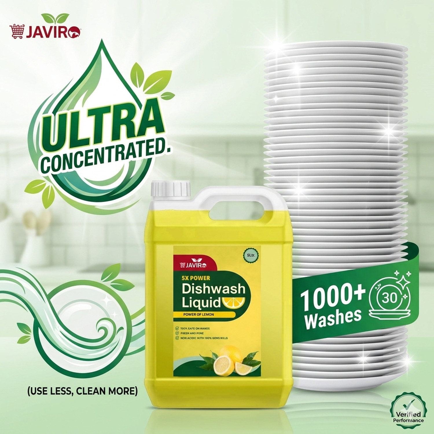 Image of javiro Lemon Anti-Bacterial Disinfectant Dish & Utensil cleaning gel Dish Cleaning Gel