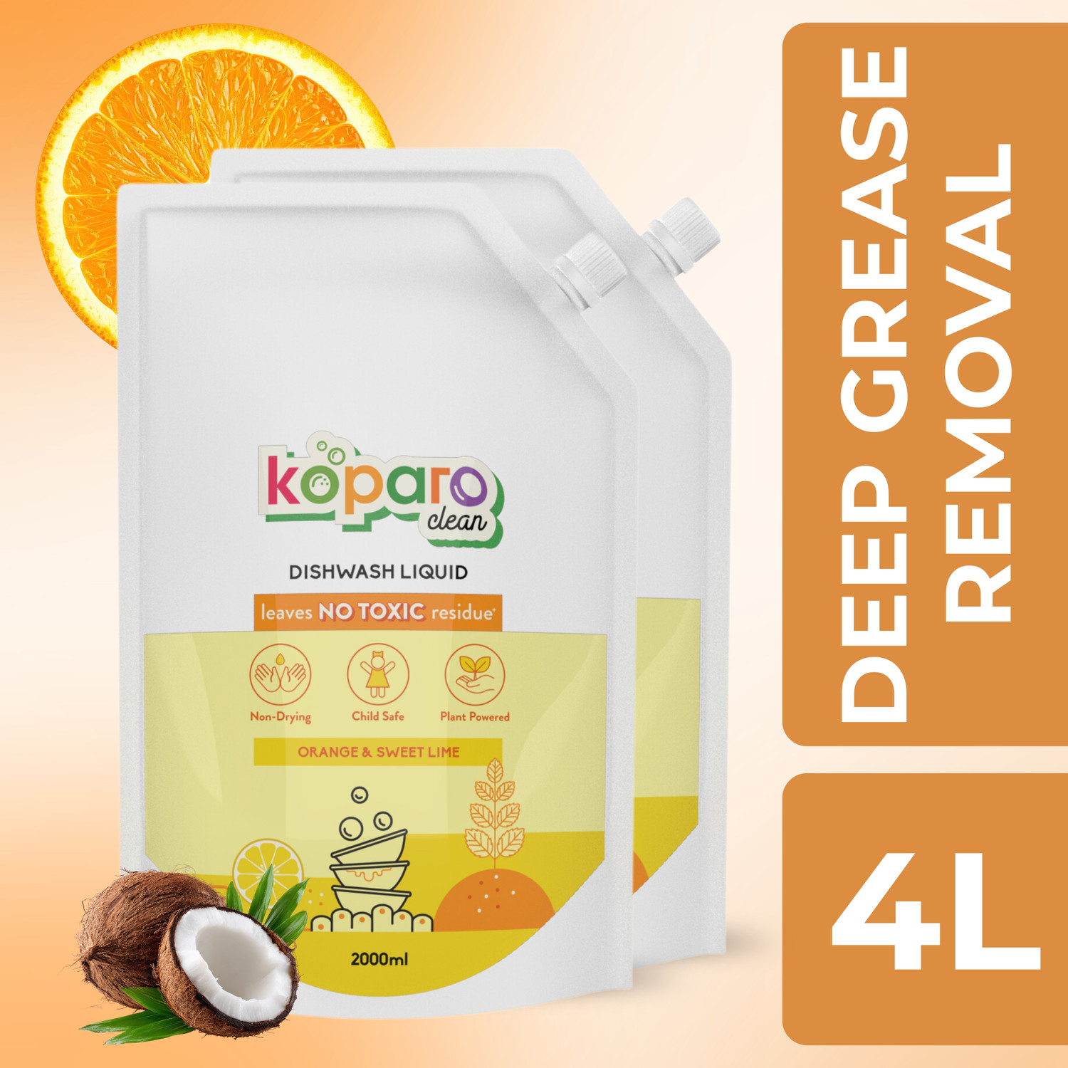 Image of Koparo Organic Dishwash Liquid, Plant Based with Tea Tree Oil Germ Protection Dish Cleaning Gel