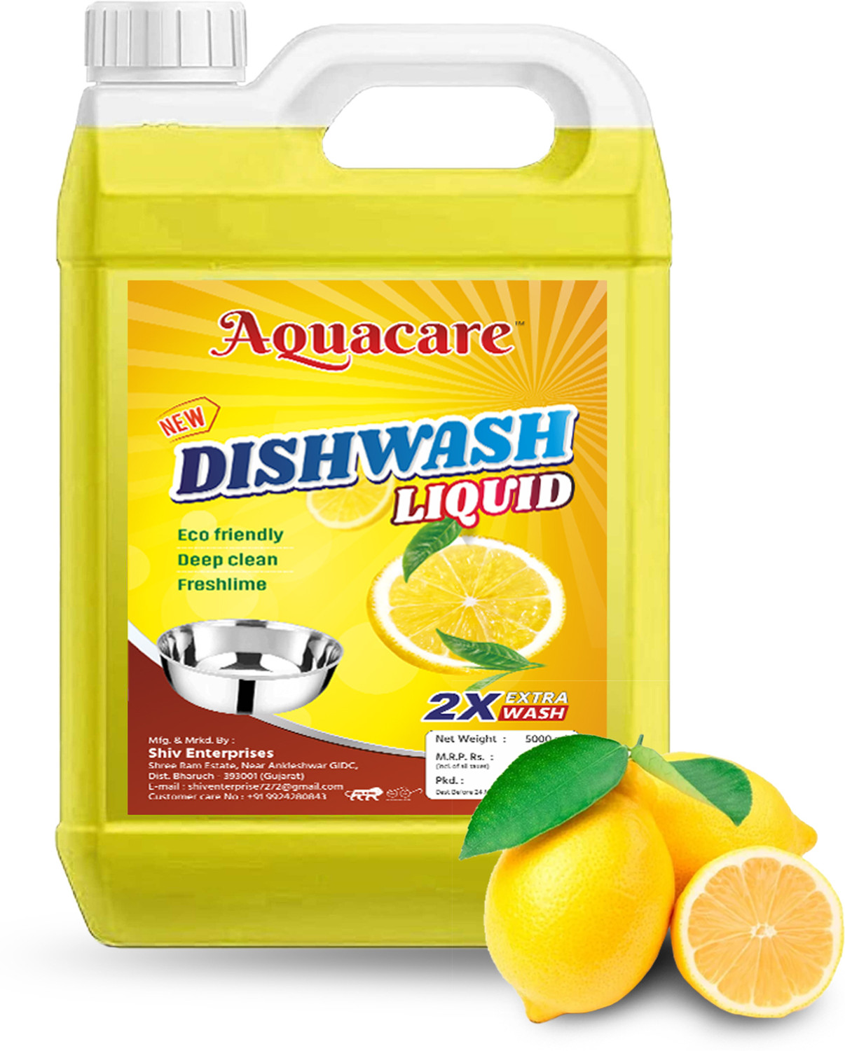Image of Aquacare Dishwashing Lemon Fragrance Liquid Gel All-Purpose Dish Cleaner for Utensils Dish Cleaning Gel