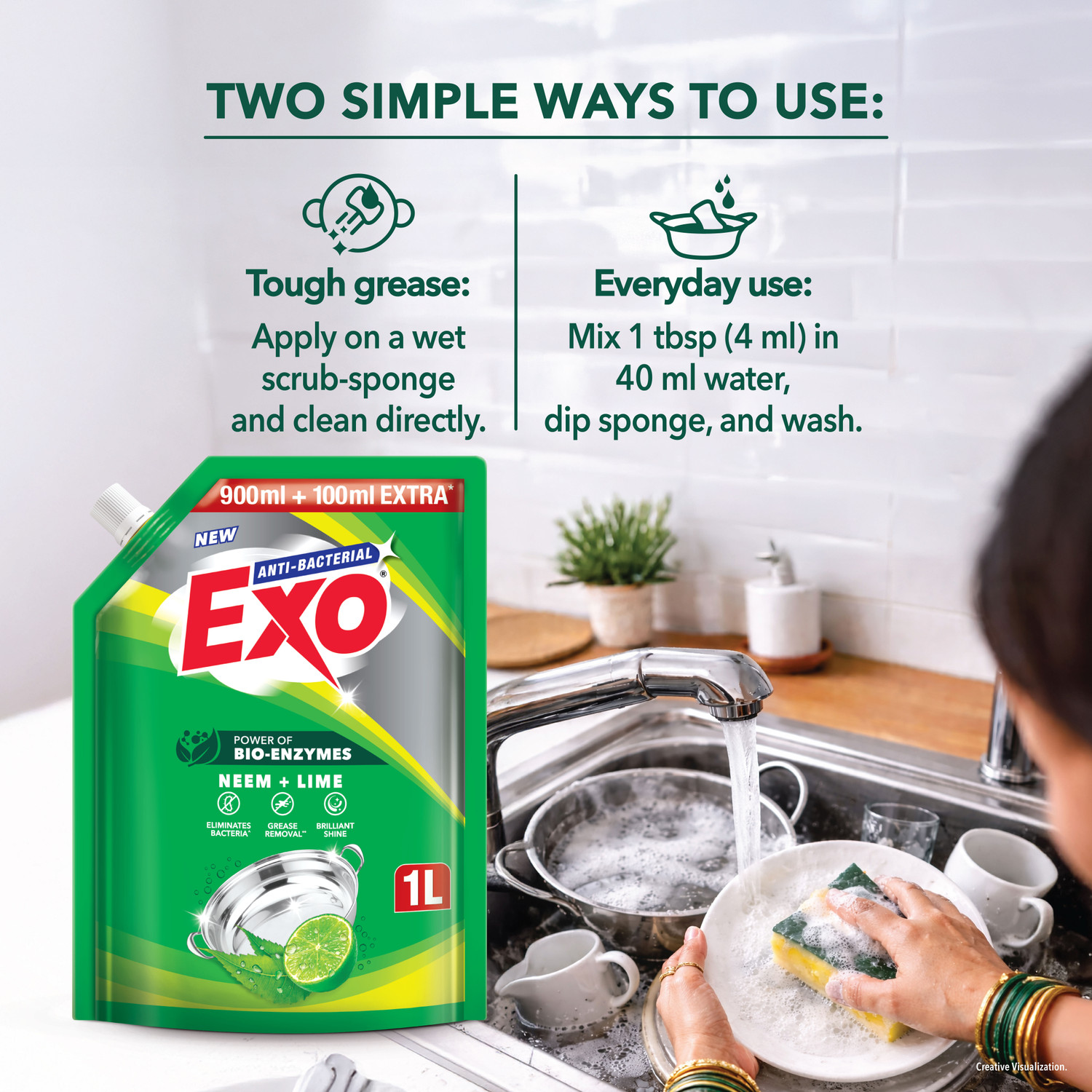Image of Exo Power of Bio-Enzymes (900ml + 100ml Extra) Refill Pouch Dish Cleaning Gel
