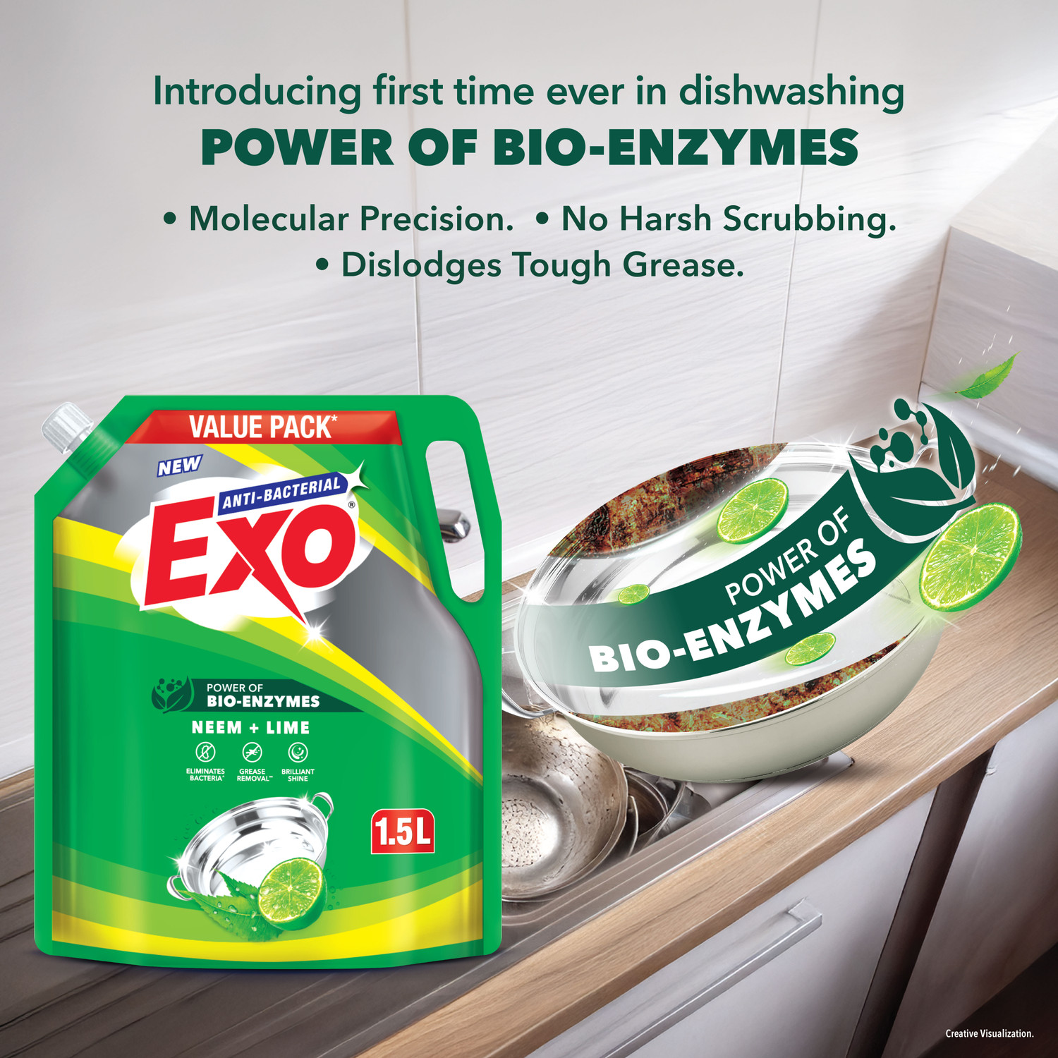 Image of Exo Dishwash Liquid Neem & Lime with Bio-Enzymes Dish Cleaning Gel