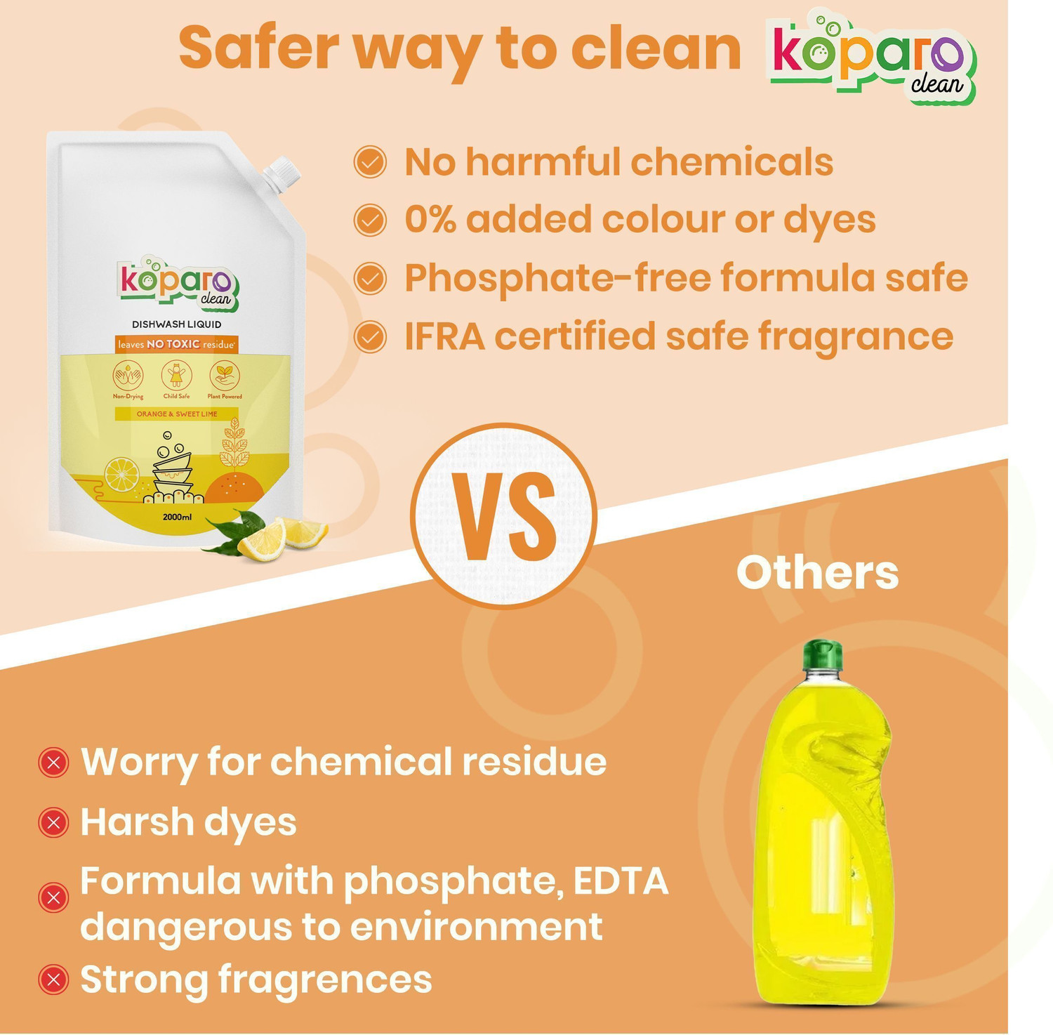 Image of Koparo Organic Dishwash Liquid, Plant Based with Tea Tree Oil Germ Protection Dish Cleaning Gel