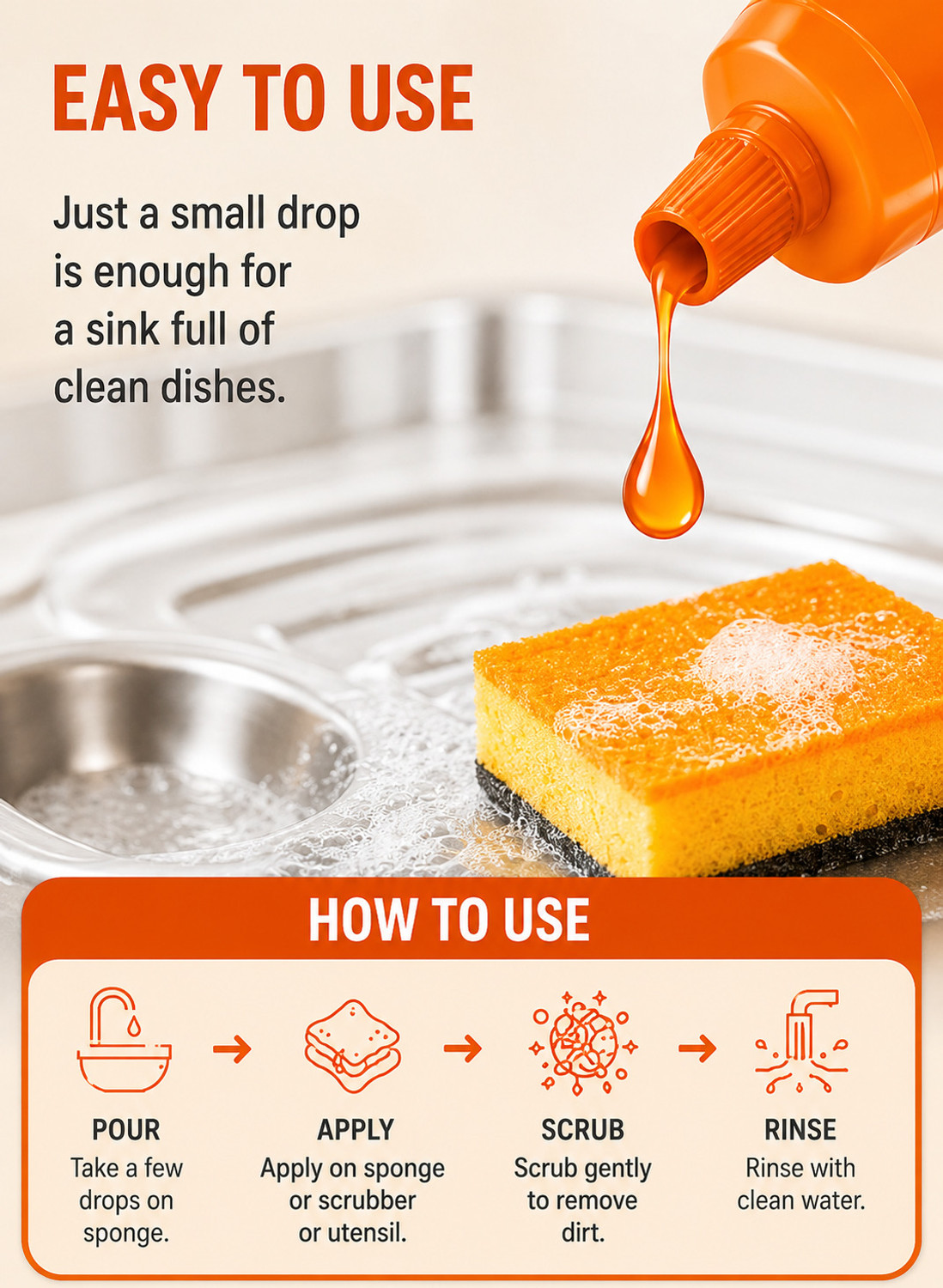 Image of GROVANTI ORGANIC Orange Dish Wash Liquid Dish Cleaning Gel