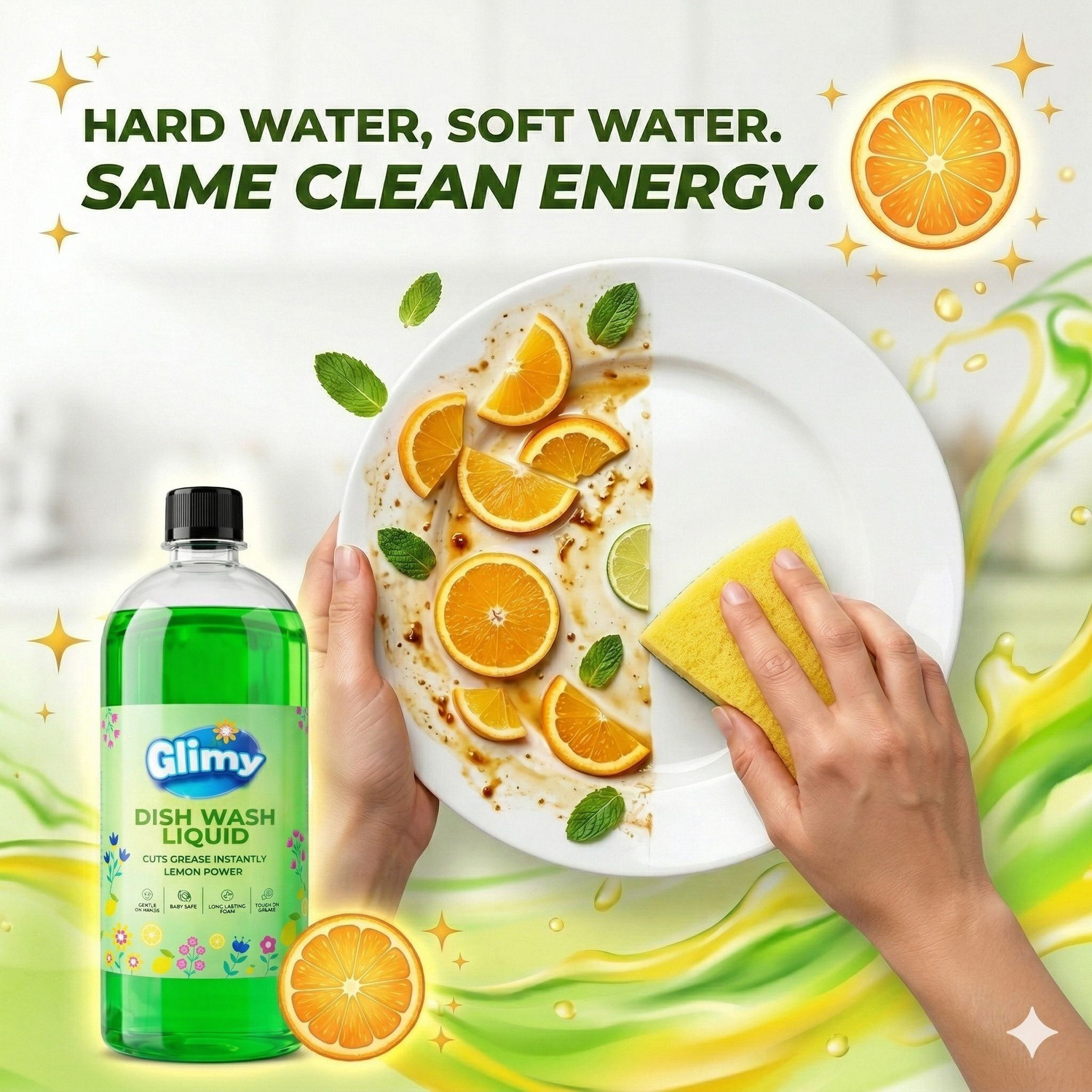 Image of GLIMY Dishwash Liquid | Powerful Grease Remover | Thick High-Foam Formula Dish Cleaning Gel
