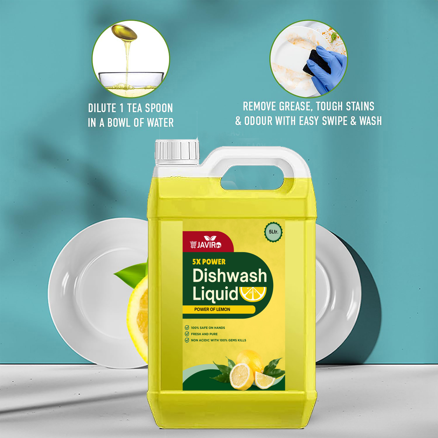 Image of javiro dishwash liquid Lemon Anti-Bacterial Disinfectant Dish & Utensil cleaning gel Dish Cleaning Gel