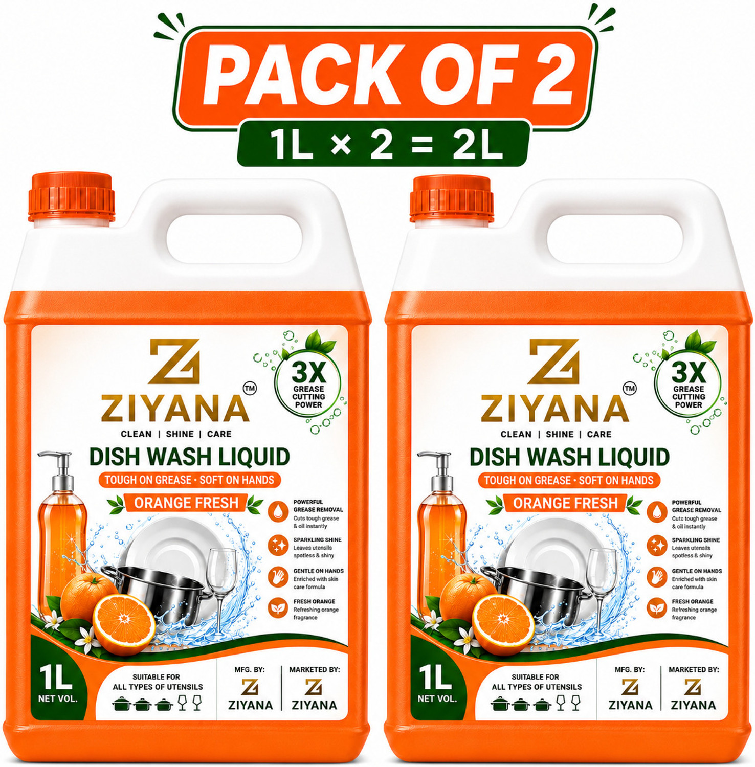 Image of ziyana enterprise P-2 1LTR orange dish wash liquid Dishwash Bar