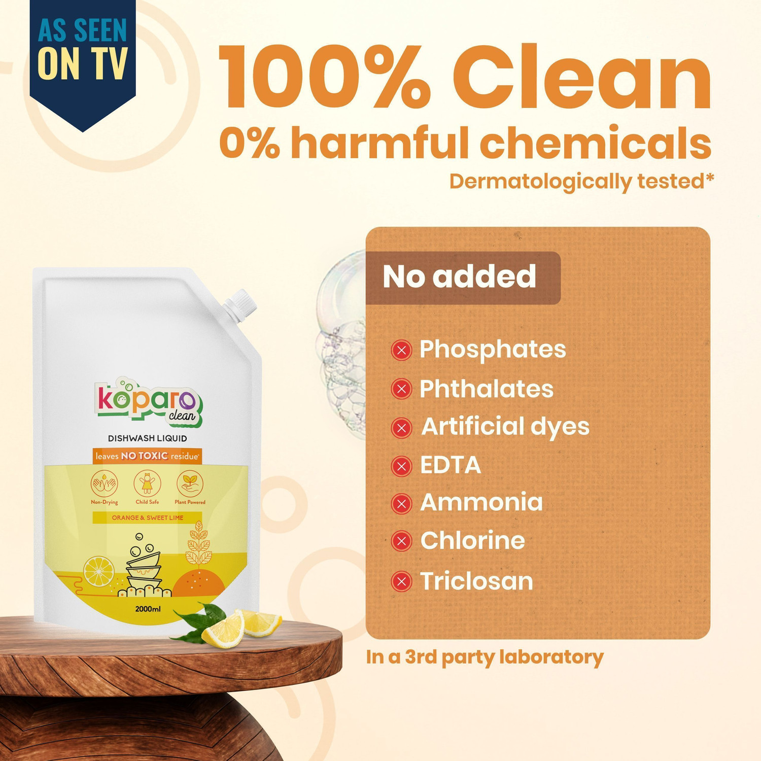 Image of Koparo Organic Dishwash Liquid, Plant Based with Tea Tree Oil Germ Protection Dish Cleaning Gel
