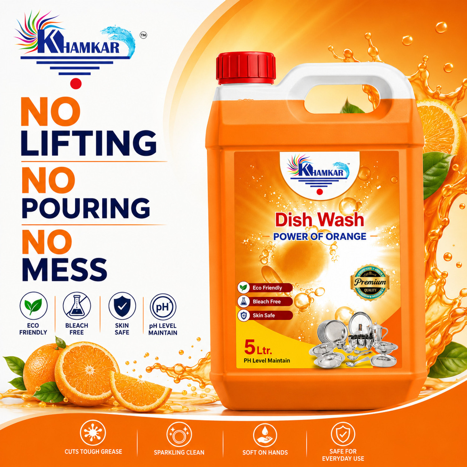 Image of khamkar ORANGE DISH WASH LIQUID Dishwash Bar